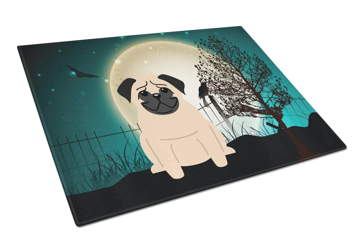 Halloween Scary Pug Fawn Glass Cutting Board Large BB2198LCB by Caroline&#39;s Treasures