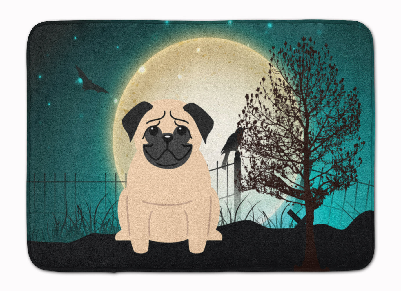 Halloween Scary Pug Fawn Machine Washable Memory Foam Mat BB2198RUG - the-store.com