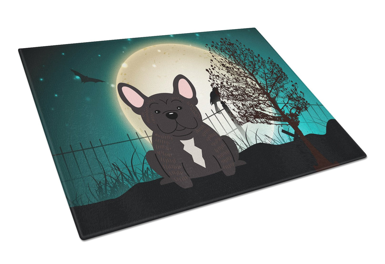 Halloween Scary French Bulldog Brindle Glass Cutting Board Large BB2199LCB by Caroline's Treasures