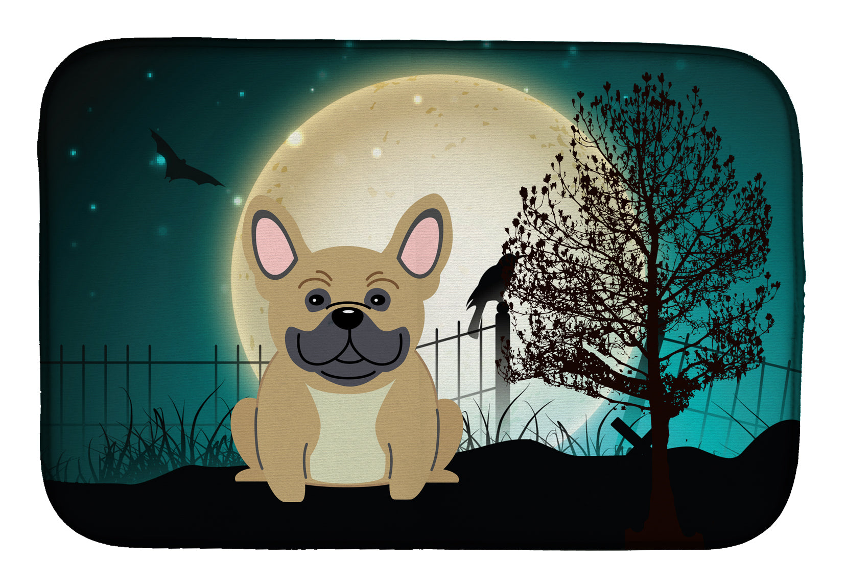 Halloween Scary French Bulldog Cream Dish Drying Mat BB2200DDM  the-store.com.