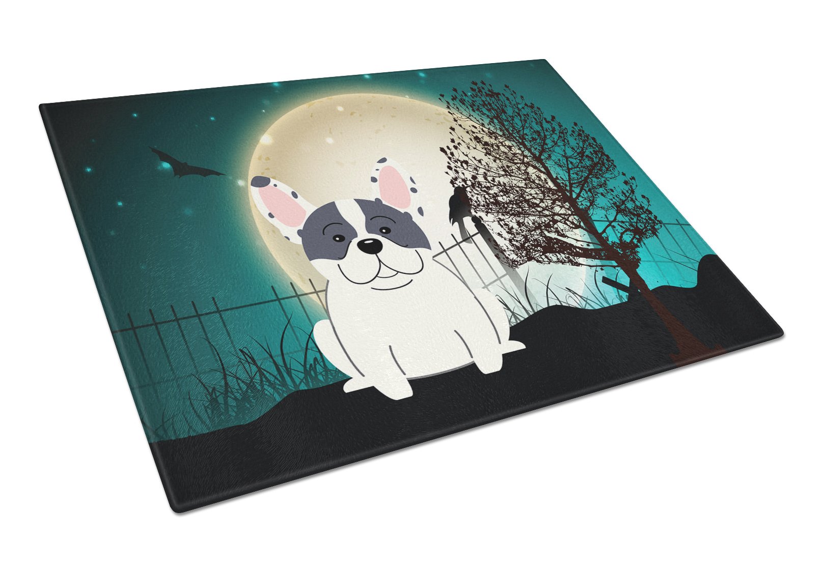 Halloween Scary French Bulldog Piebald Glass Cutting Board Large BB2201LCB by Caroline's Treasures