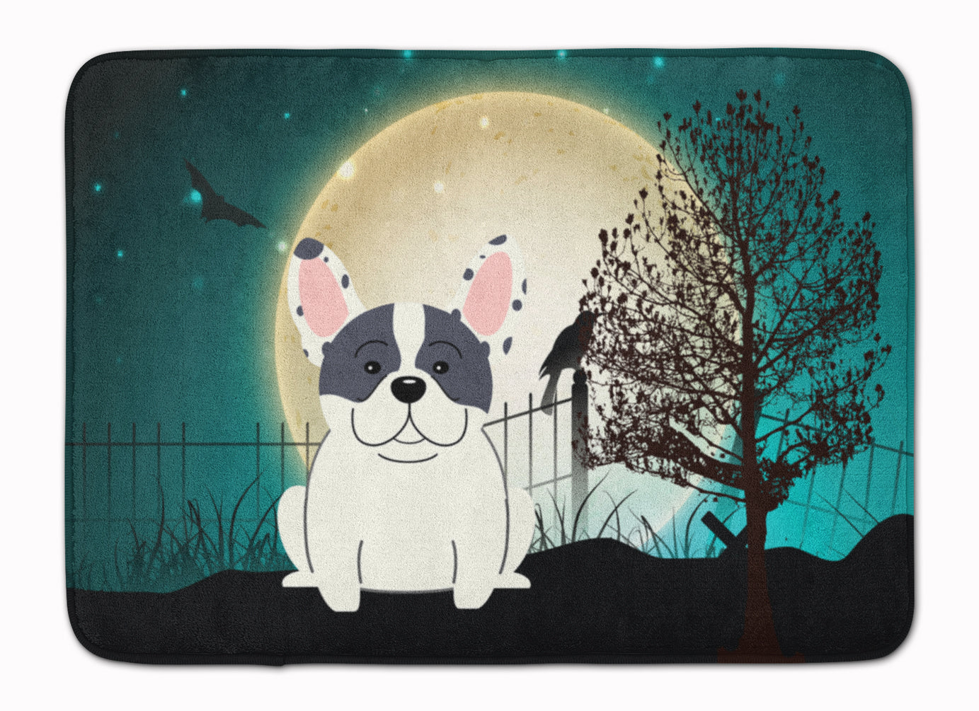 Halloween Scary French Bulldog Piebald Machine Washable Memory Foam Mat BB2201RUG - the-store.com