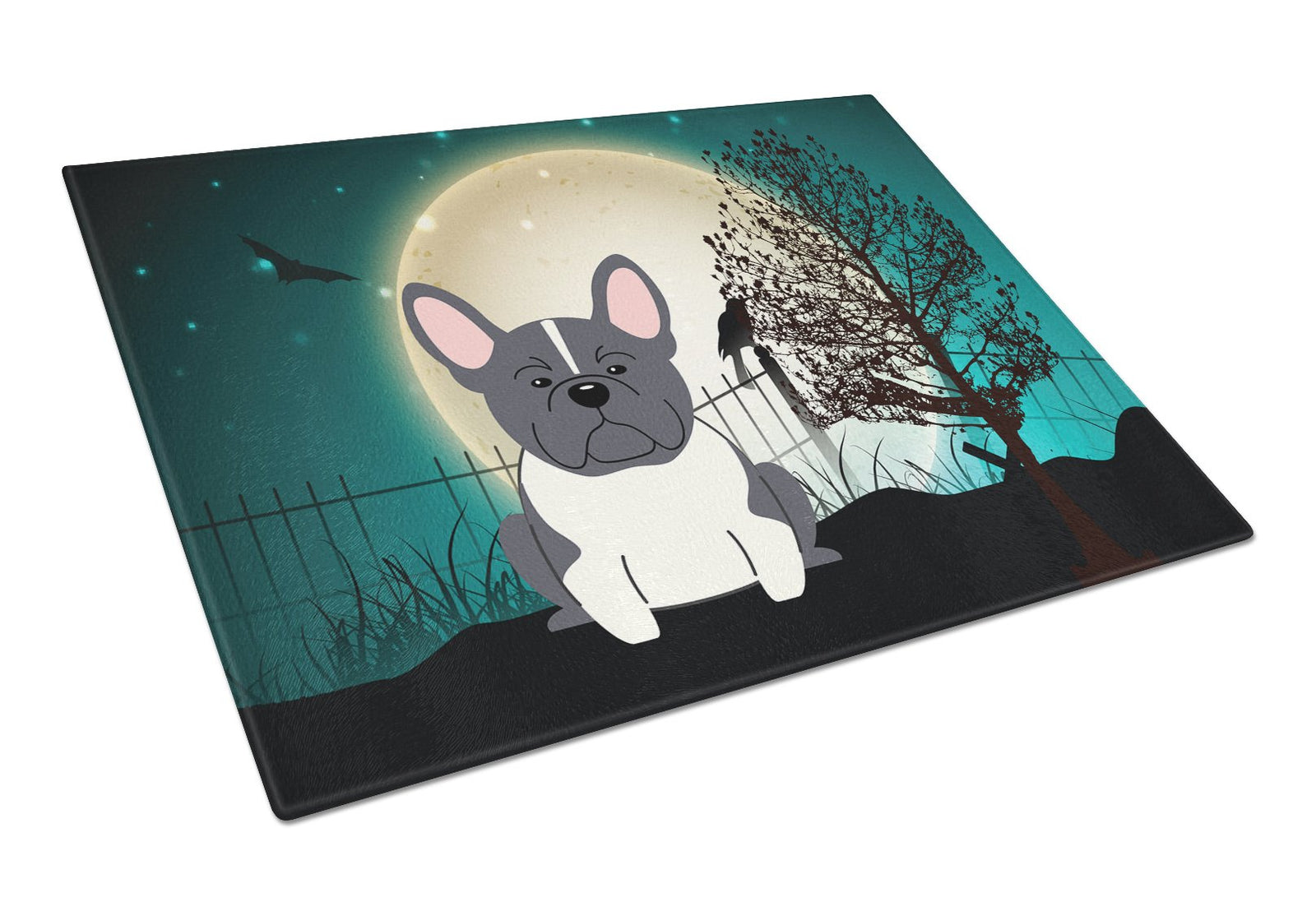 Halloween Scary French Bulldog Black White Glass Cutting Board Large BB2202LCB by Caroline's Treasures