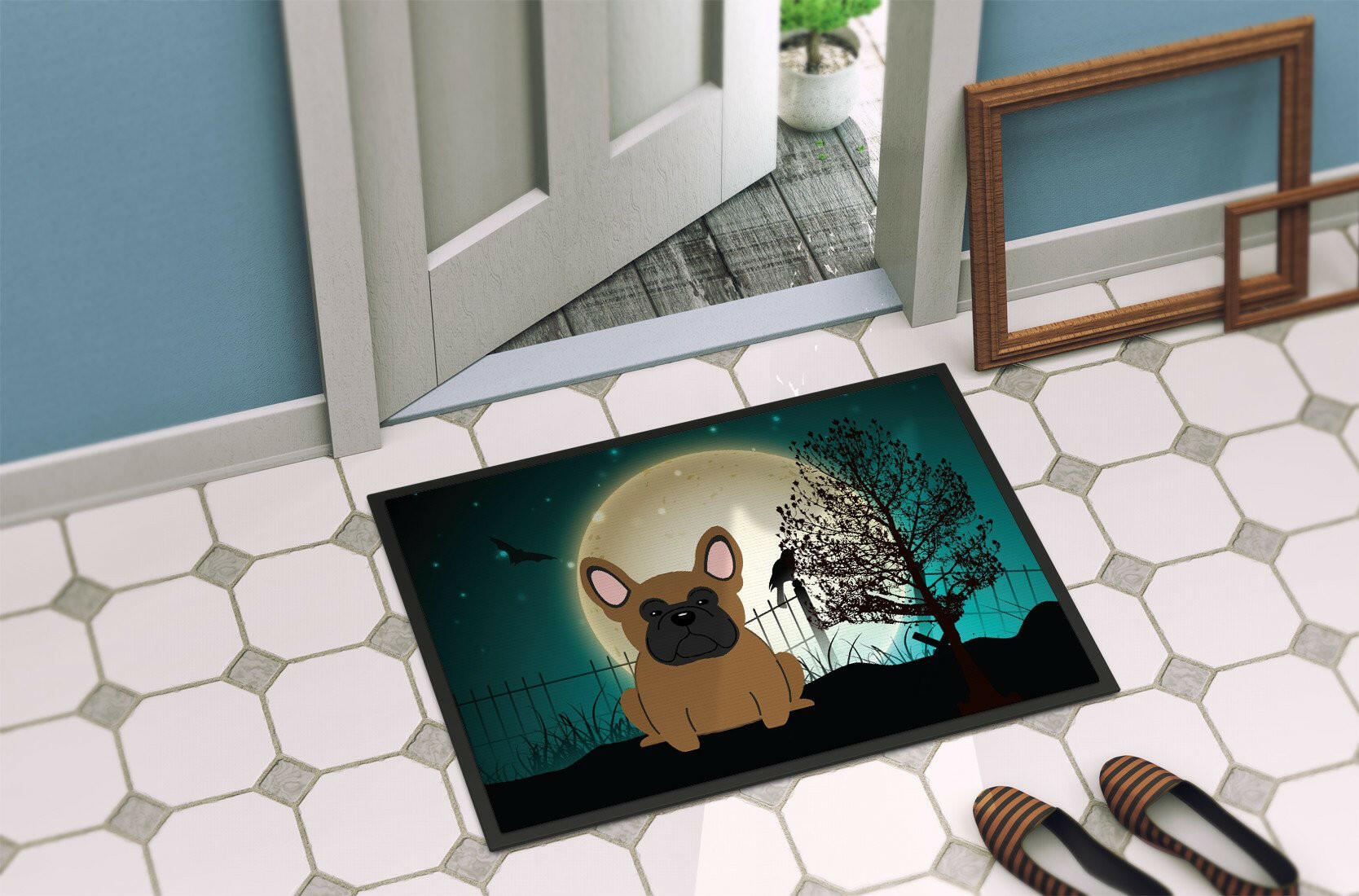 Halloween Scary French Bulldog Brown Indoor or Outdoor Mat 24x36 BB2203JMAT - the-store.com