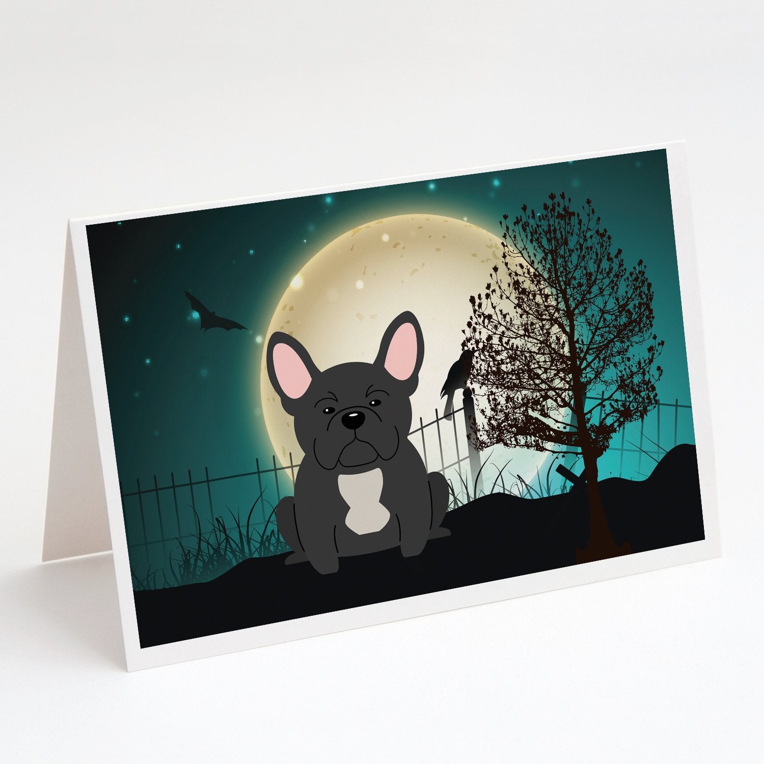 Buy this Halloween Scary French Bulldog Black Greeting Cards and Envelopes Pack of 8