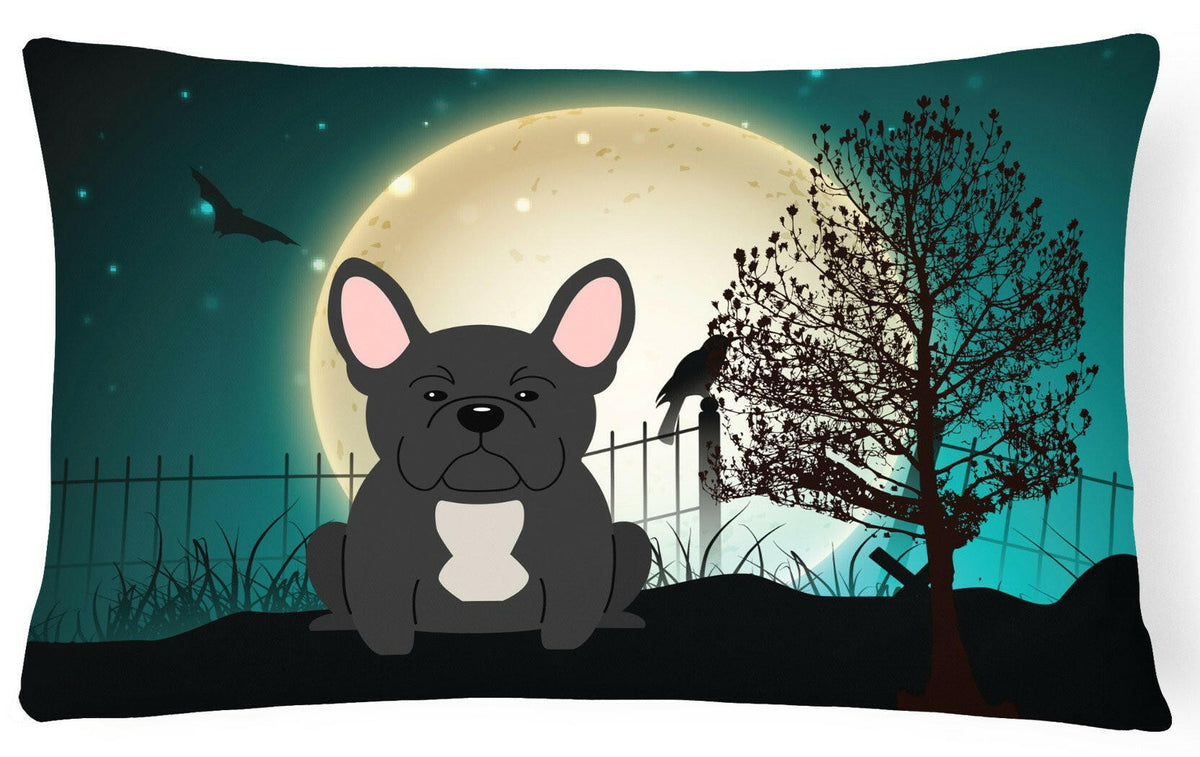 Halloween Scary French Bulldog Black Canvas Fabric Decorative Pillow BB2204PW1216 by Caroline&#39;s Treasures
