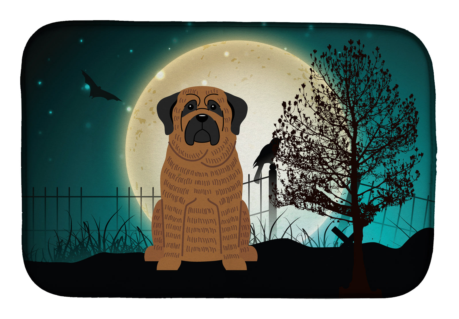 Halloween Scary Mastiff Brindle Dish Drying Mat BB2205DDM  the-store.com.