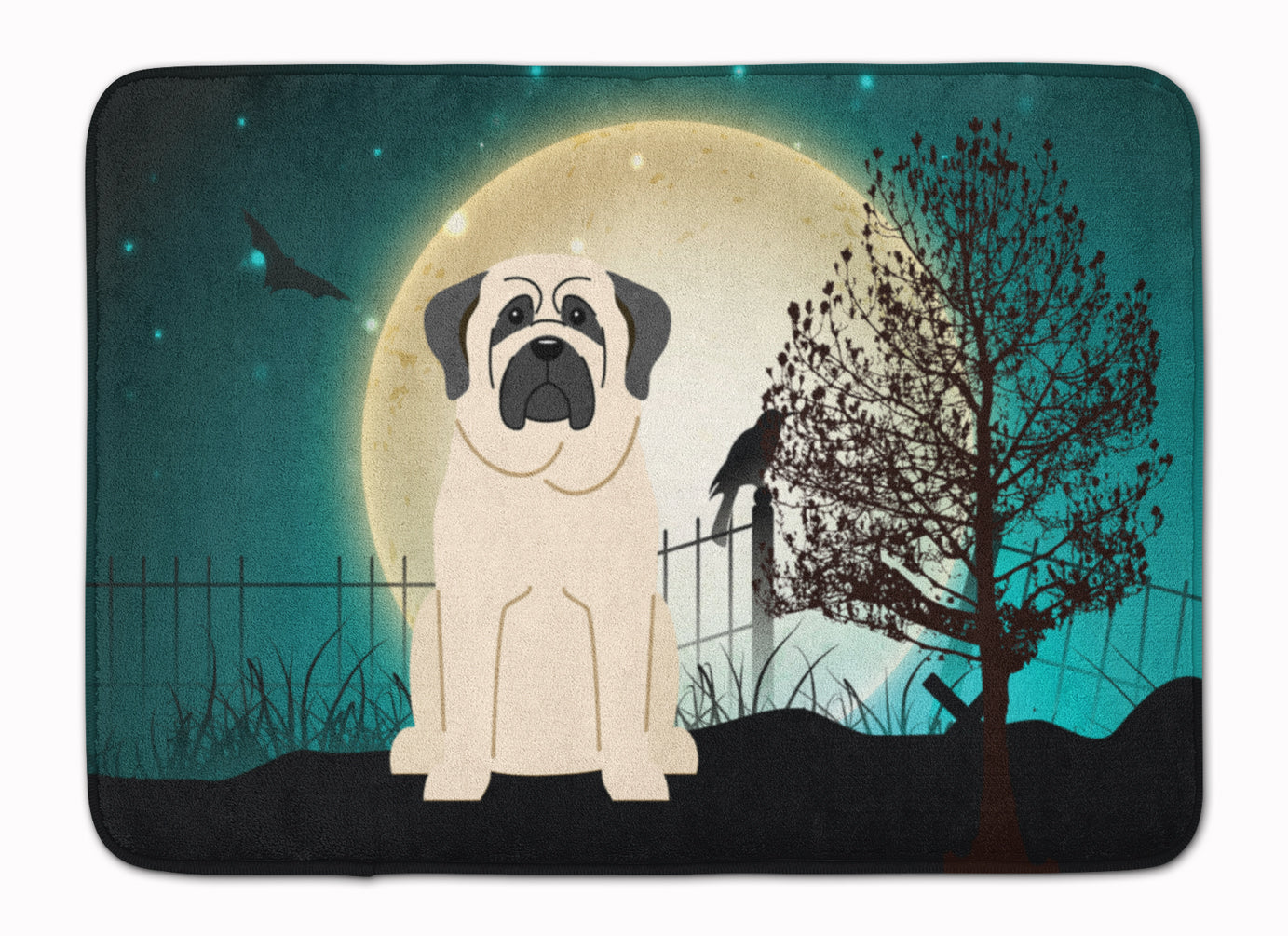 Halloween Scary Mastiff White Machine Washable Memory Foam Mat BB2207RUG - the-store.com