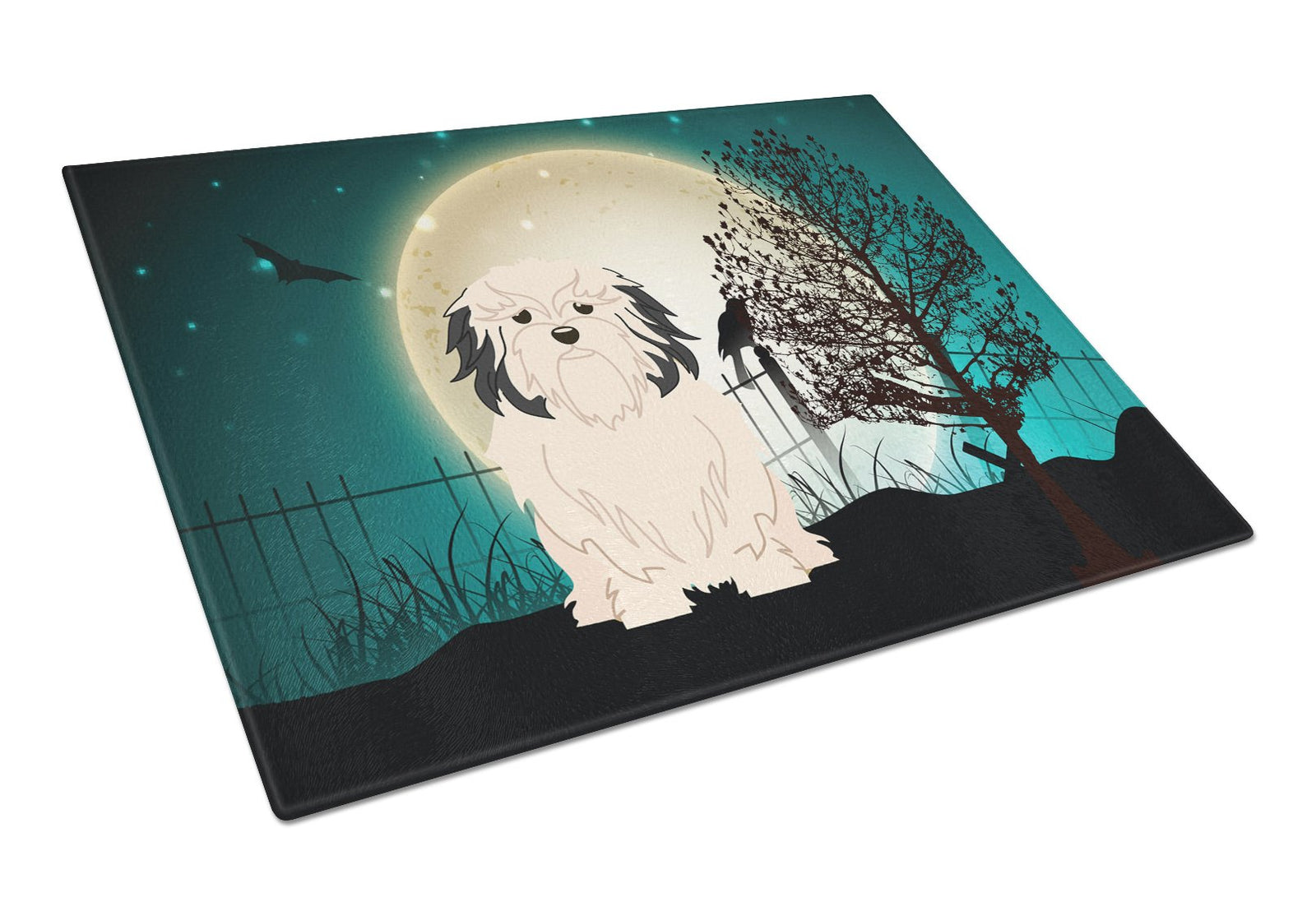 Halloween Scary Lowchen Glass Cutting Board Large BB2209LCB by Caroline's Treasures