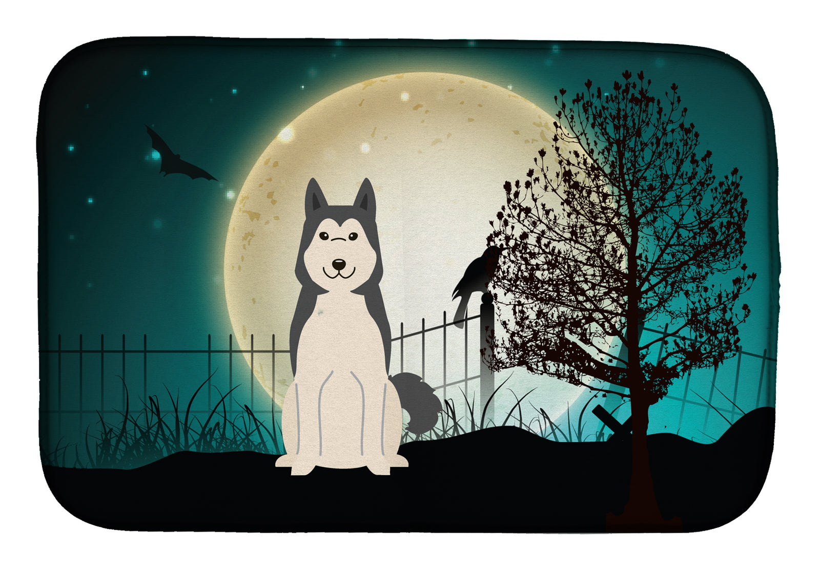 Halloween Scary West Siberian Laika Spitz Dish Drying Mat BB2215DDM  the-store.com.