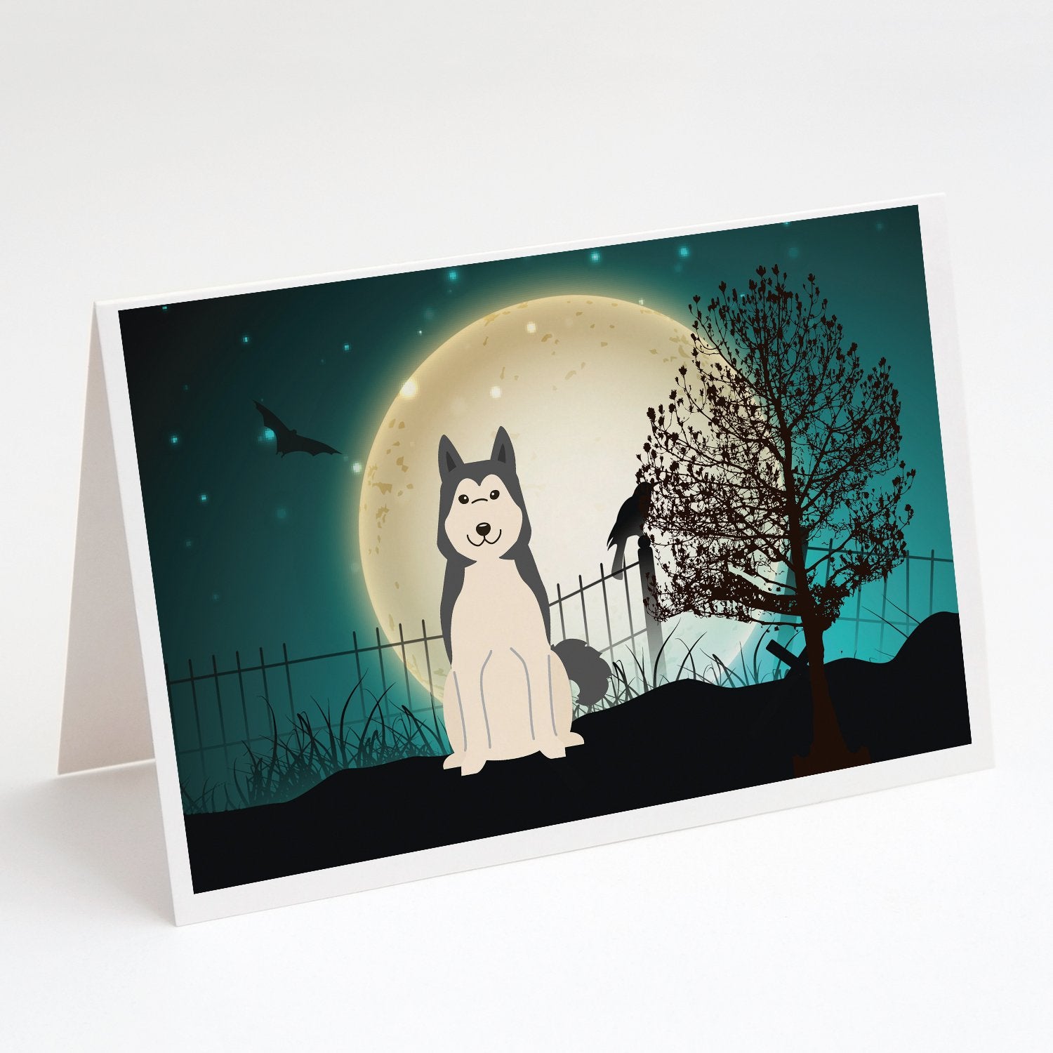 Buy this Halloween Scary West Siberian Laika Spitz Greeting Cards and Envelopes Pack of 8