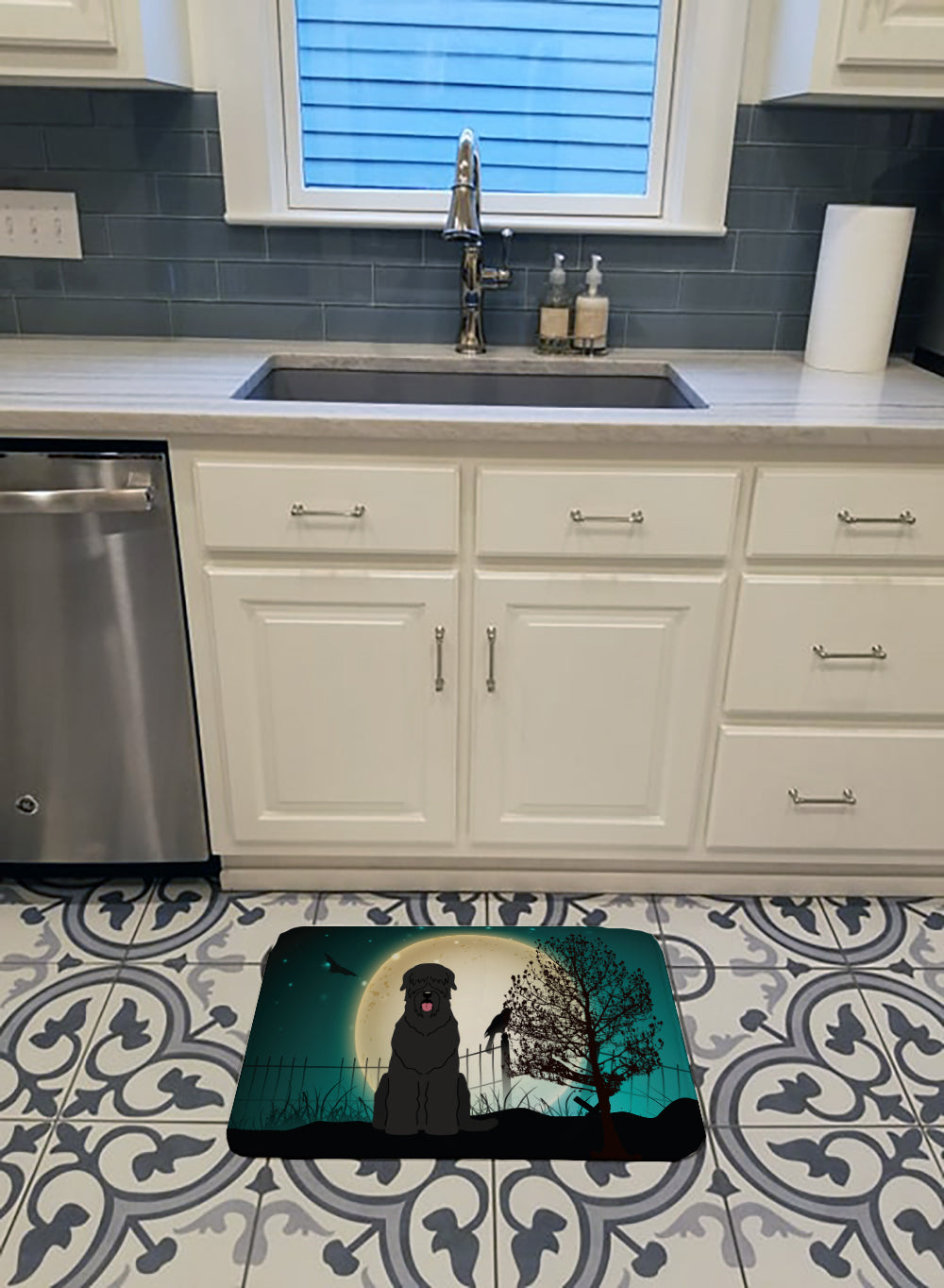 Halloween Scary Black Russian Terrier Machine Washable Memory Foam Mat BB2216RUG - the-store.com