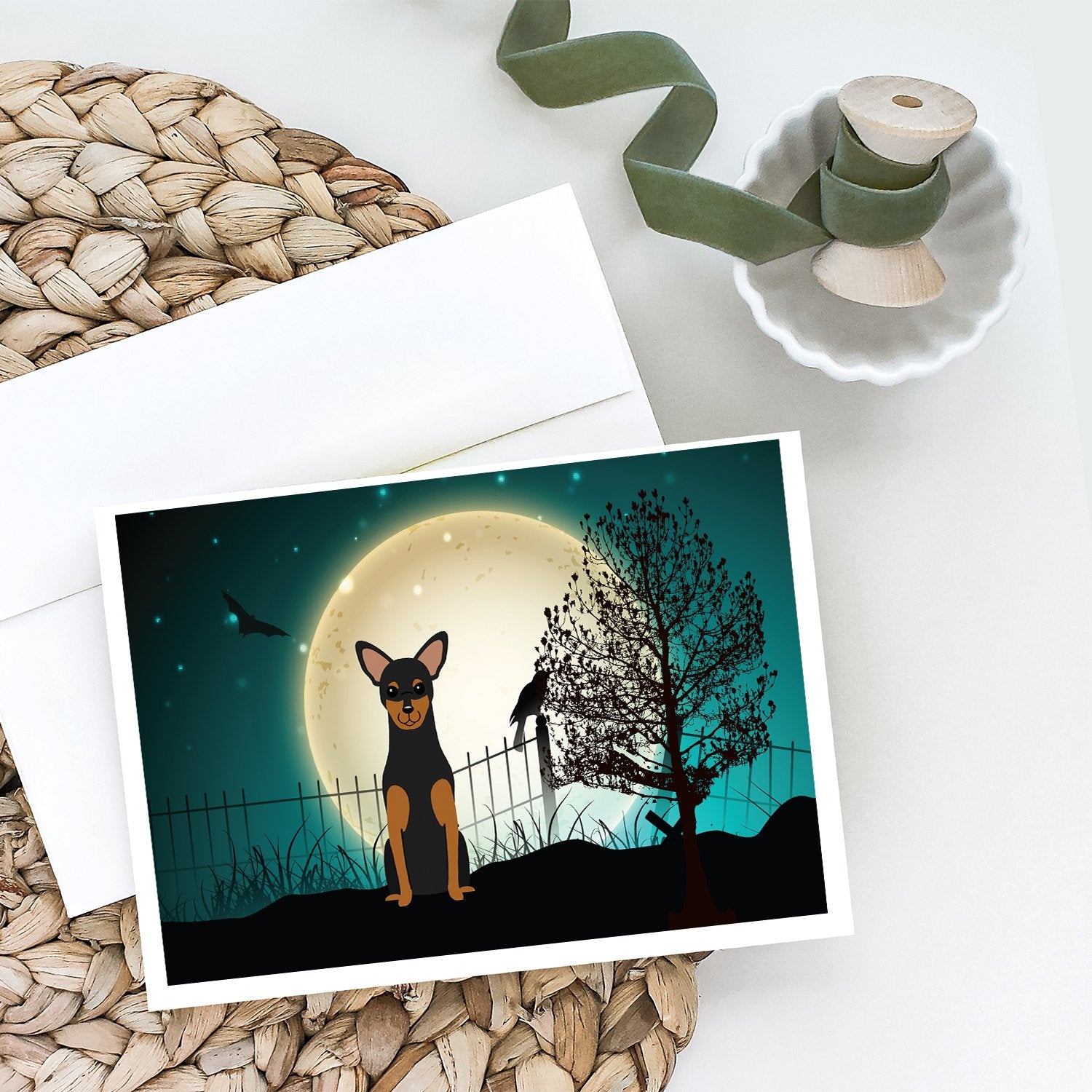Halloween Scary Manchester Terrier Greeting Cards and Envelopes Pack of 8 - the-store.com