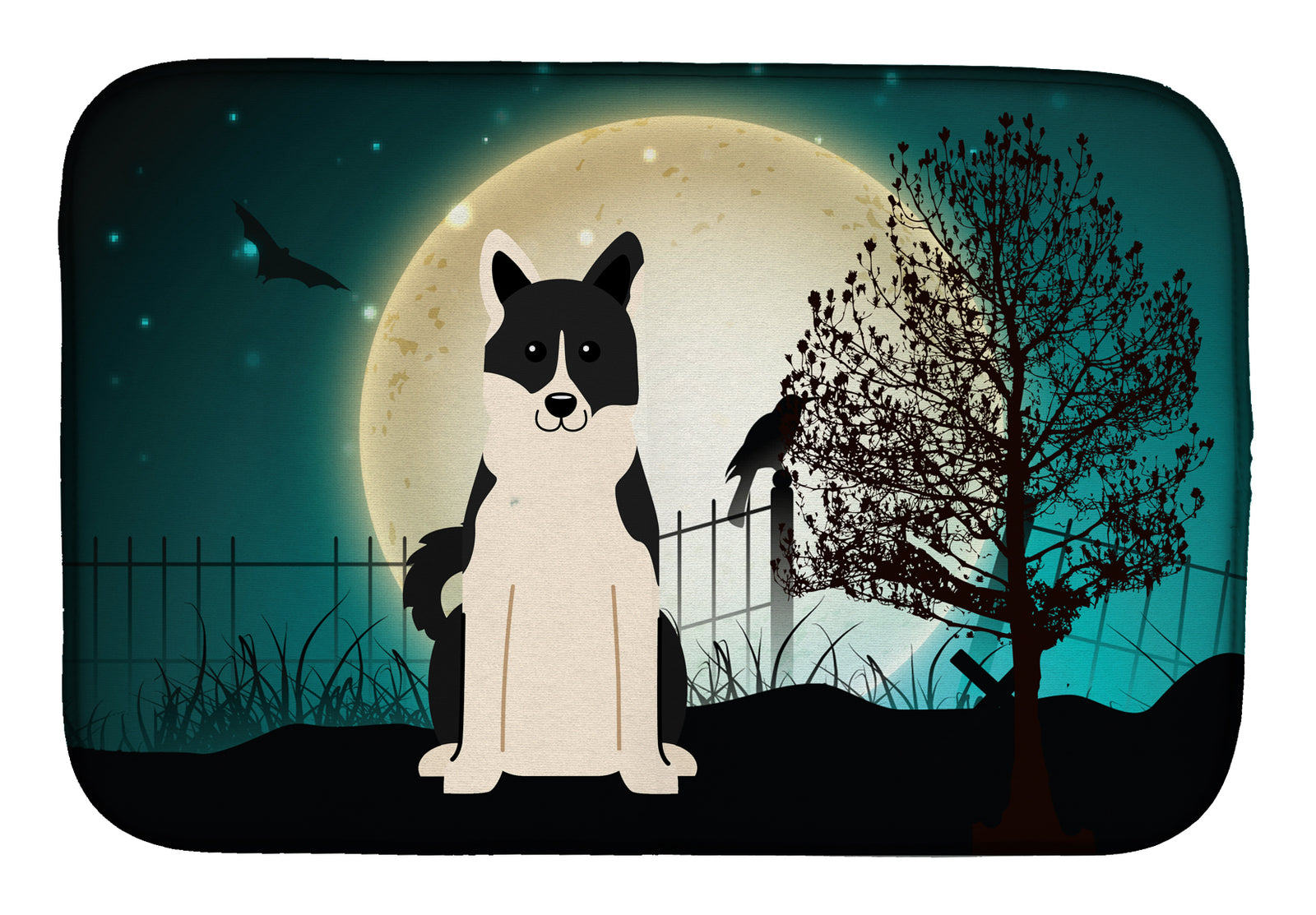 Halloween Scary Russo-European Laika Spitz Dish Drying Mat BB2219DDM  the-store.com.