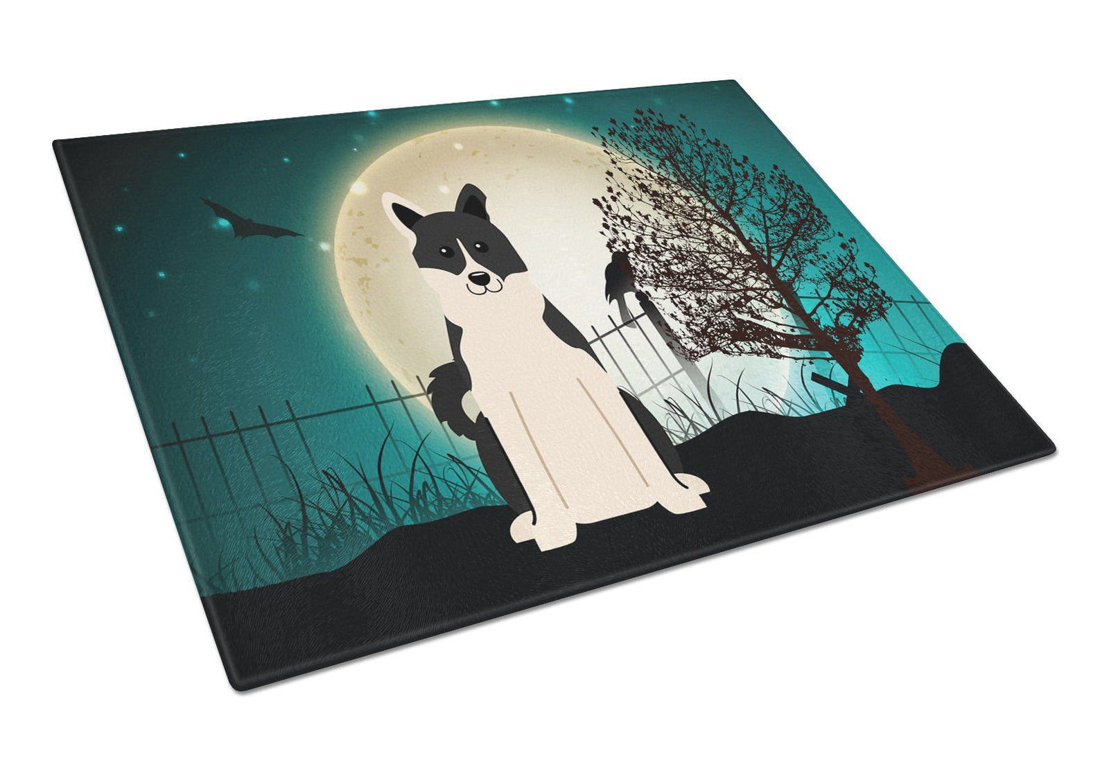 Halloween Scary Russo-European Laika Spitz Glass Cutting Board Large BB2219LCB by Caroline's Treasures