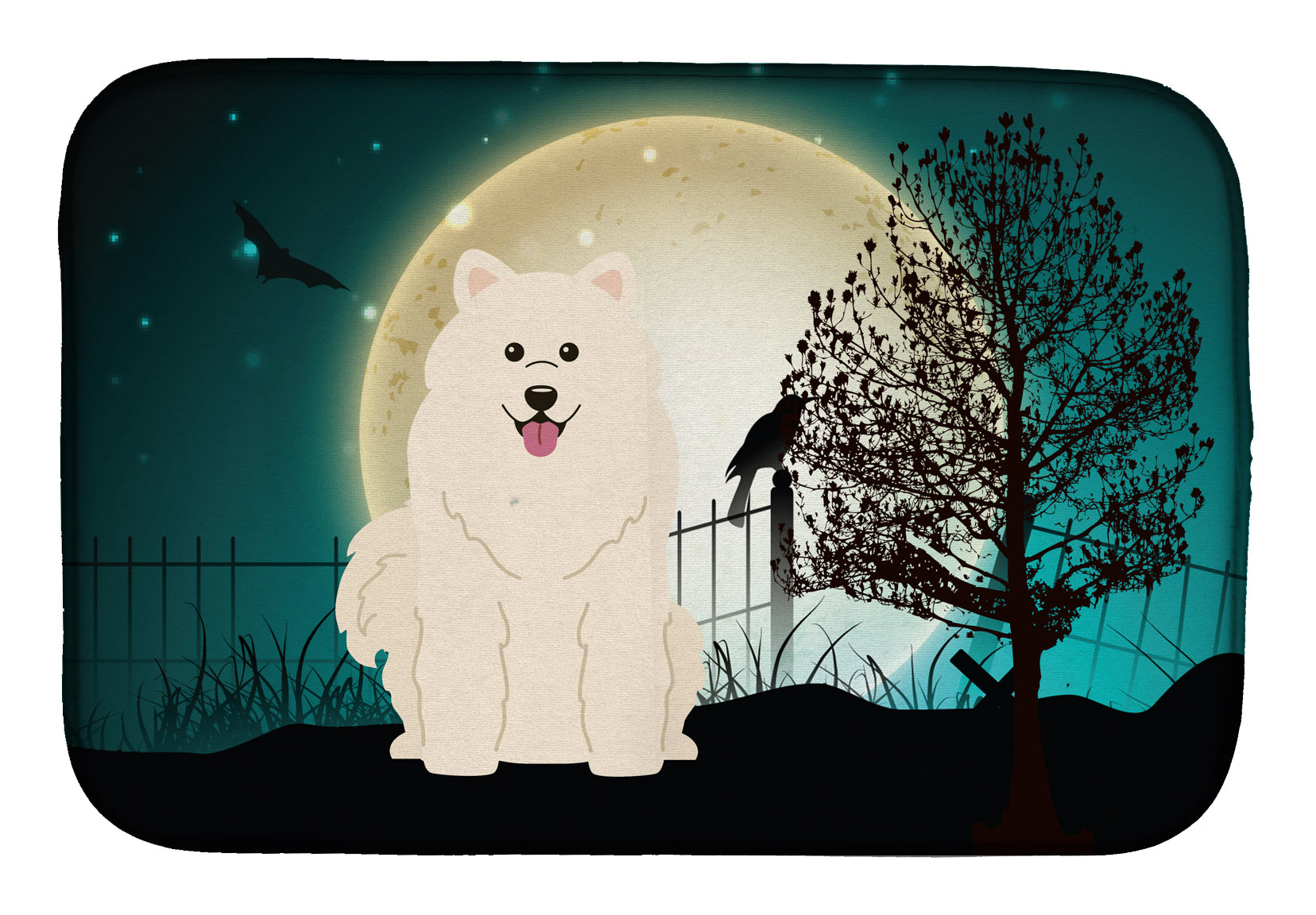 Halloween Scary Samoyed Dish Drying Mat BB2220DDM  the-store.com.