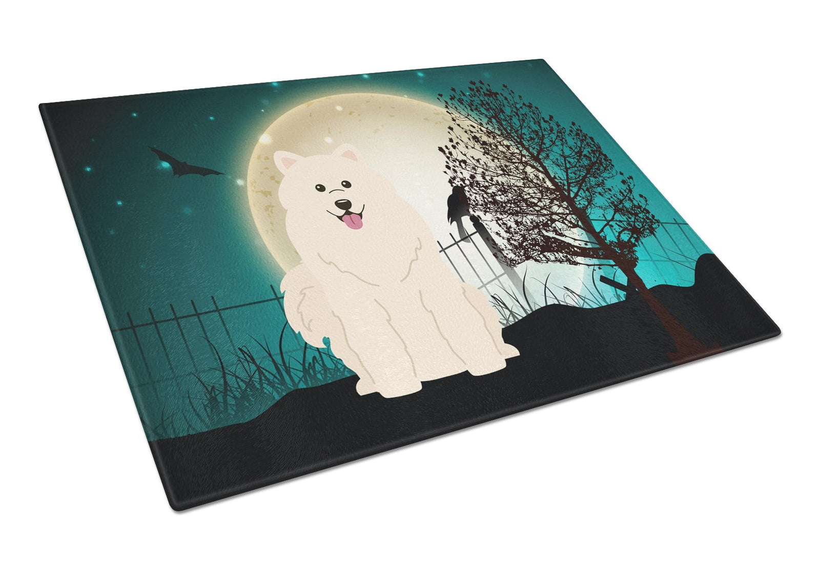 Halloween Scary Samoyed Glass Cutting Board Large BB2220LCB by Caroline's Treasures