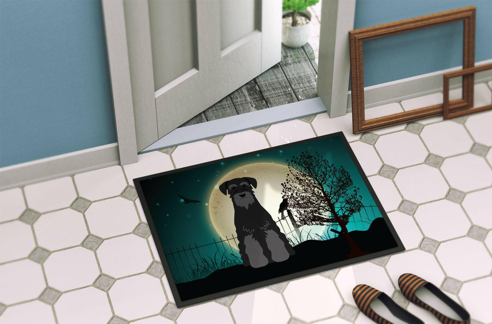 Halloween Scary Standard Schnauzer Black Indoor or Outdoor Mat 24x36 BB2222JMAT - the-store.com