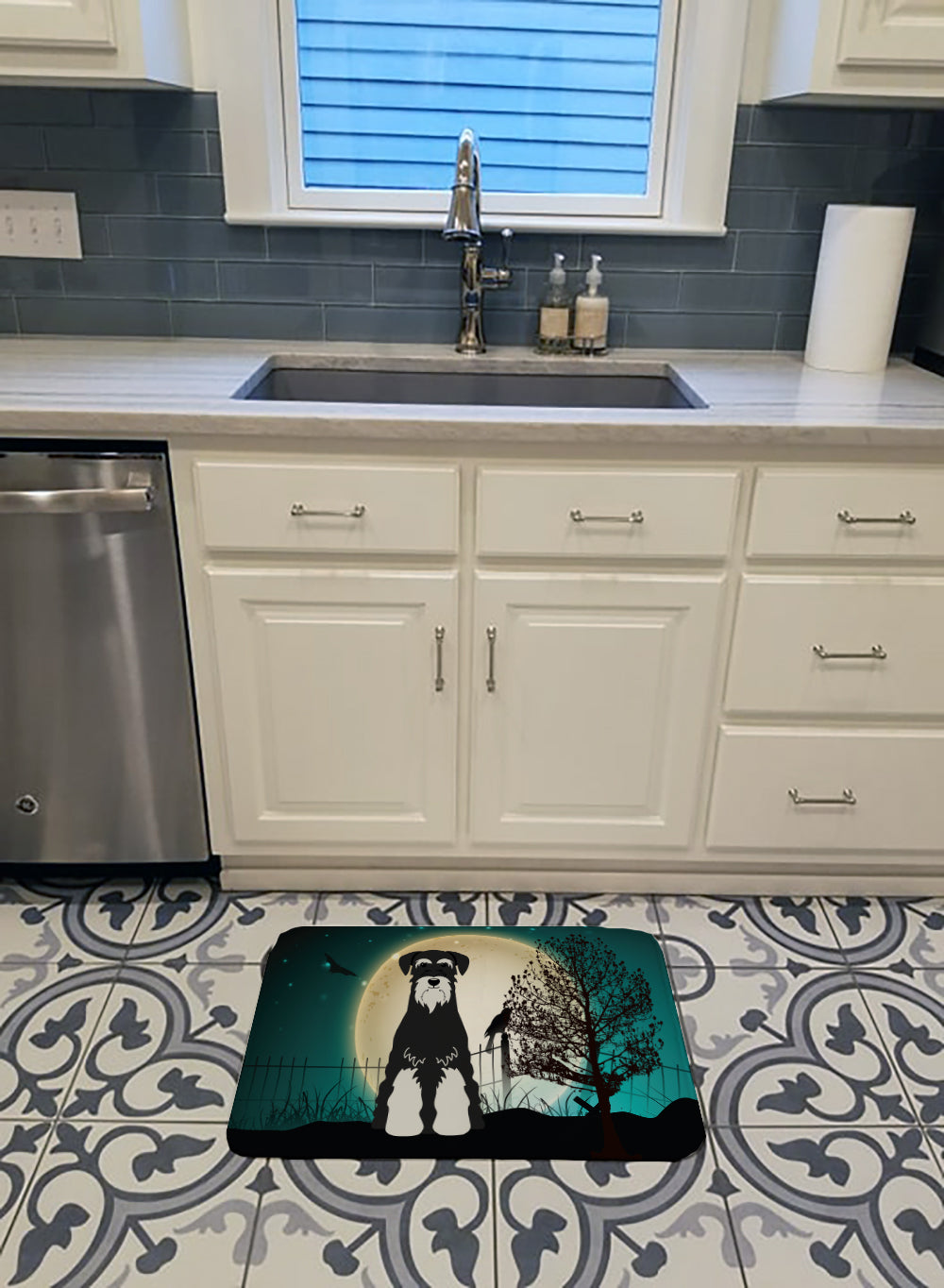 Halloween Scary Standard Schnauzer Salt and Pepper Machine Washable Memory Foam Mat BB2223RUG - the-store.com