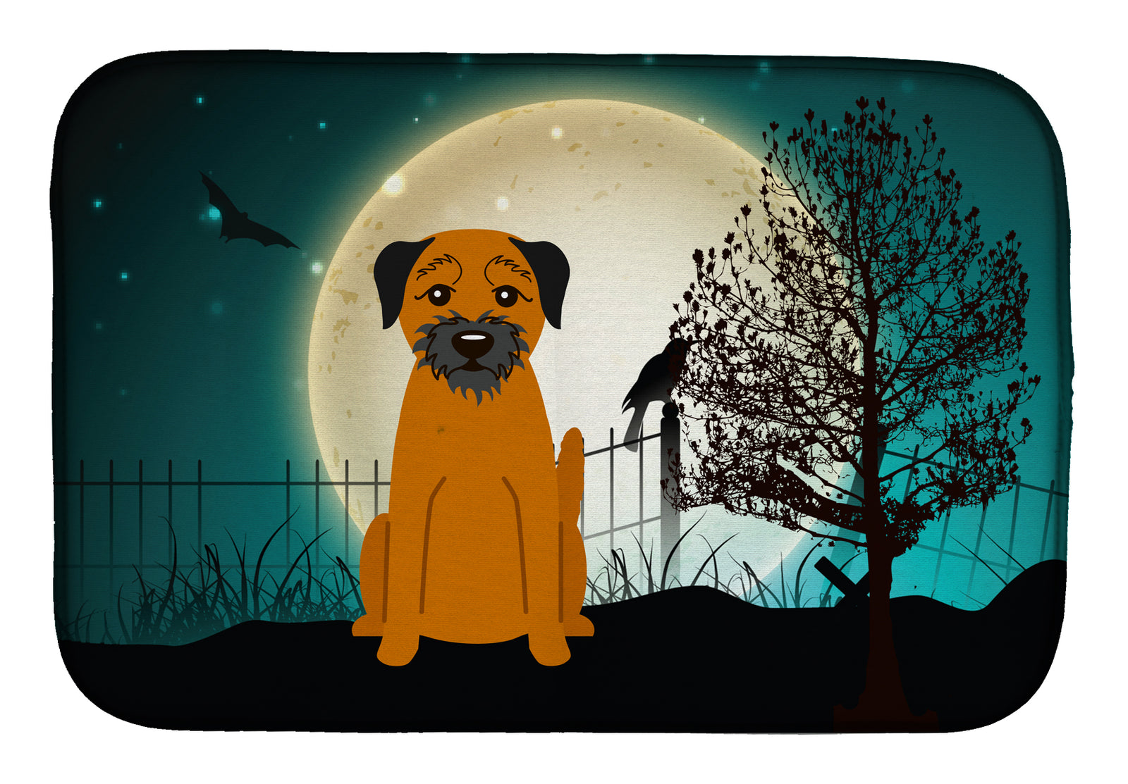 Halloween Scary Border Terrier Dish Drying Mat BB2229DDM  the-store.com.