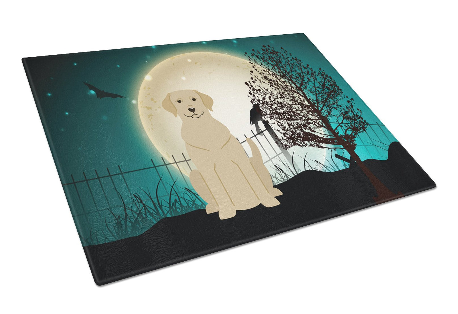 Halloween Scary Yellow Labrador Glass Cutting Board Large BB2245LCB by Caroline's Treasures