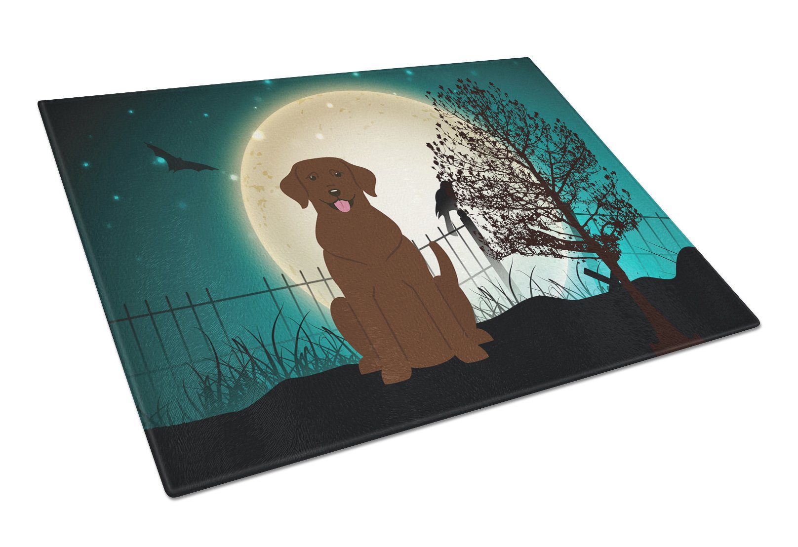 Halloween Scary Chocolate Labrador Glass Cutting Board Large BB2246LCB by Caroline's Treasures