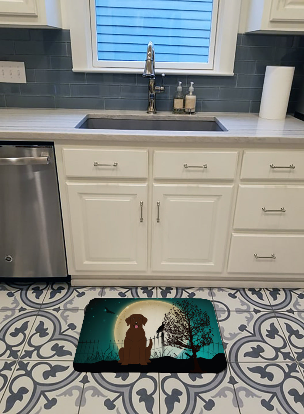 Halloween Scary Chocolate Labrador Machine Washable Memory Foam Mat BB2246RUG - the-store.com