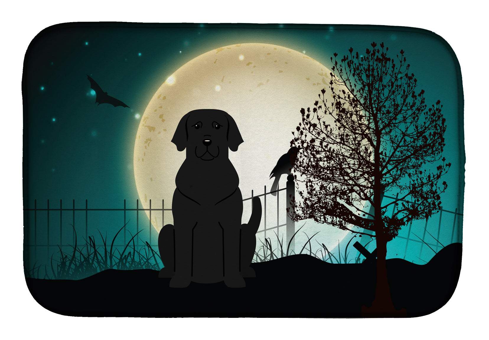 Halloween Scary Black Labrador Dish Drying Mat BB2247DDM  the-store.com.