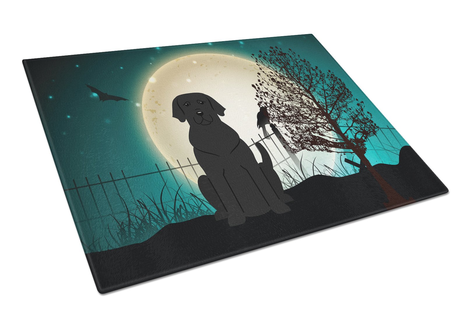 Halloween Scary Black Labrador Glass Cutting Board Large BB2247LCB by Caroline's Treasures