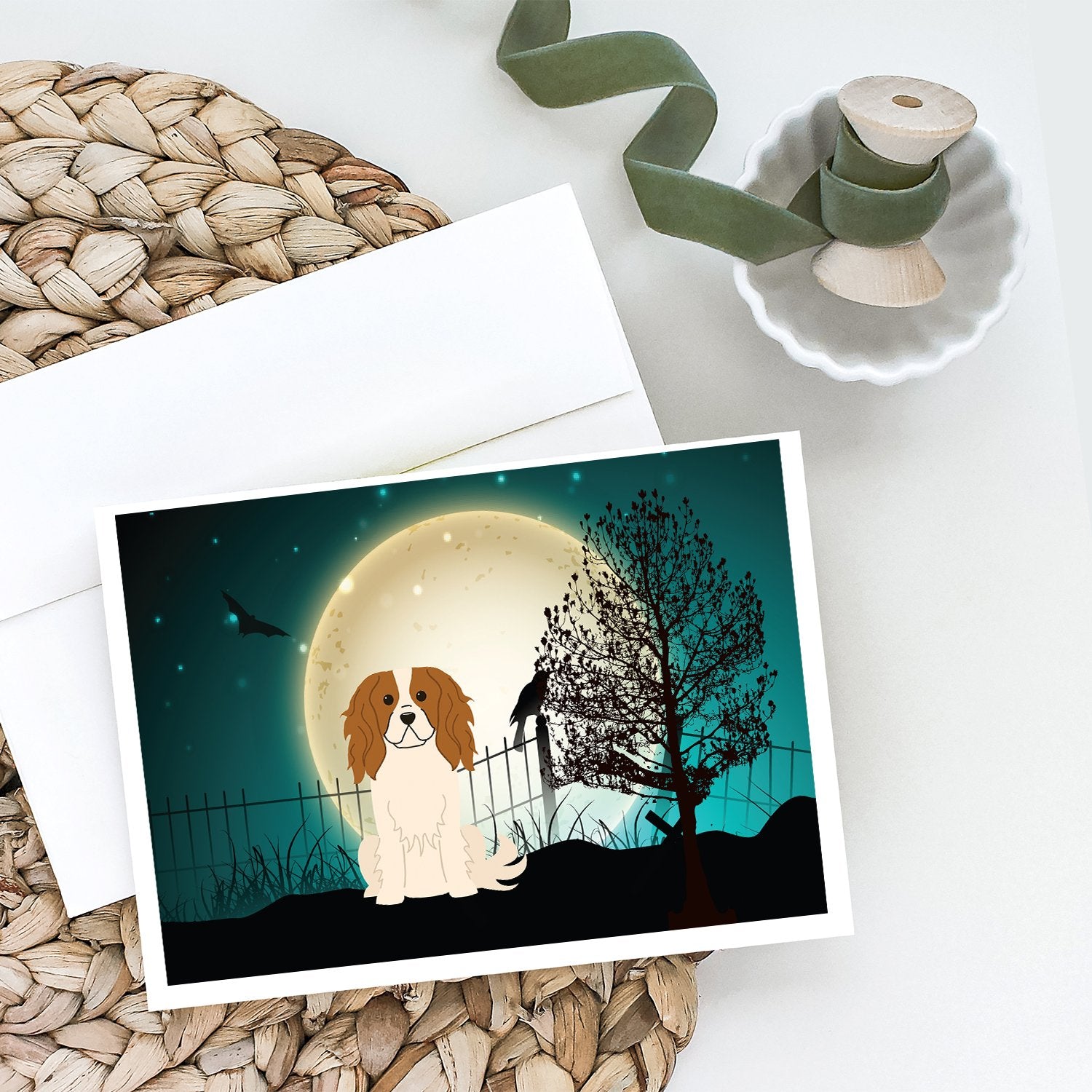 Halloween Scary Cavalier Spaniel Greeting Cards and Envelopes Pack of 8 - the-store.com