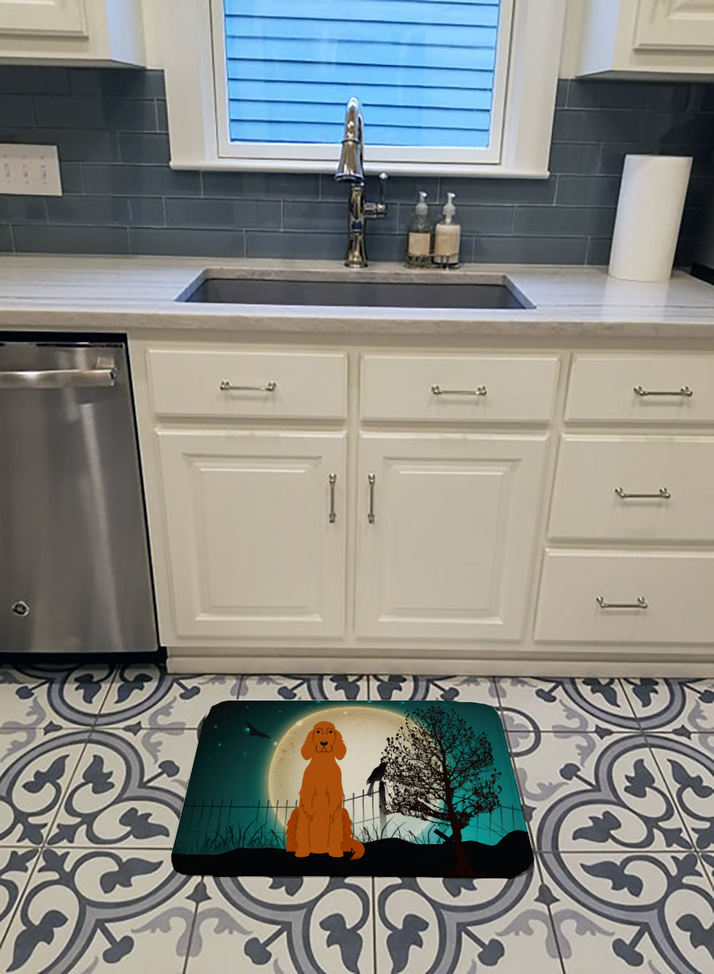 Halloween Scary Irish Setter Machine Washable Memory Foam Mat BB2254RUG - the-store.com