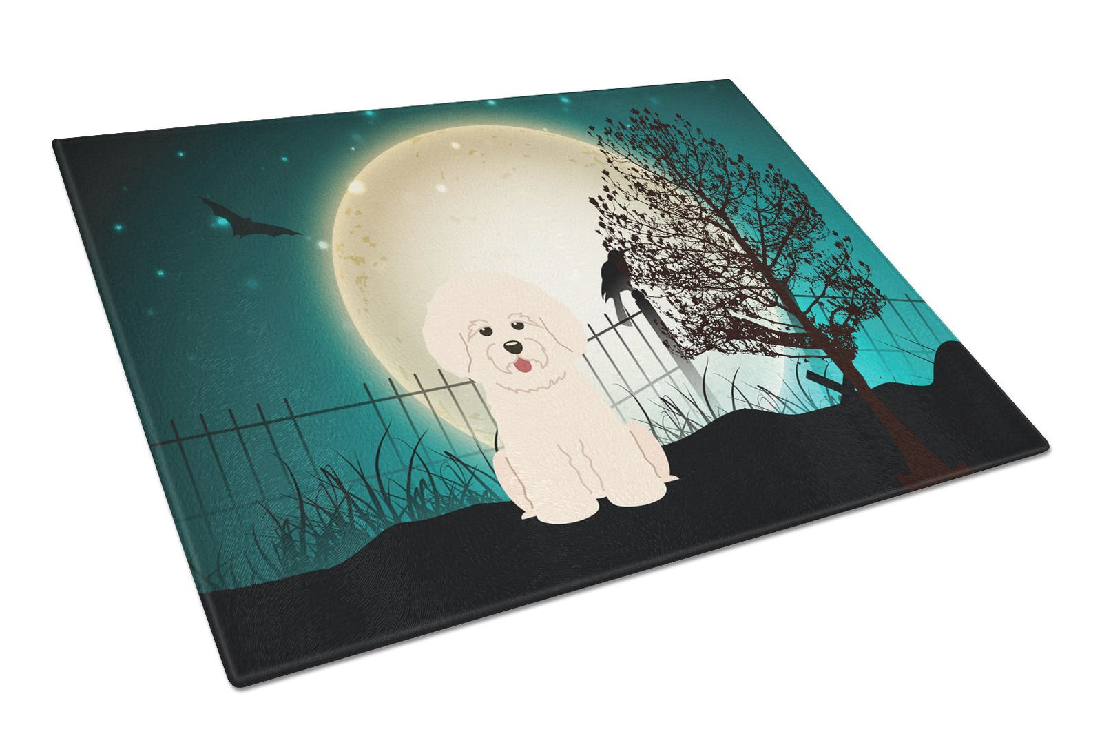 Halloween Scary Bichon Frise Glass Cutting Board Large BB2265LCB by Caroline's Treasures