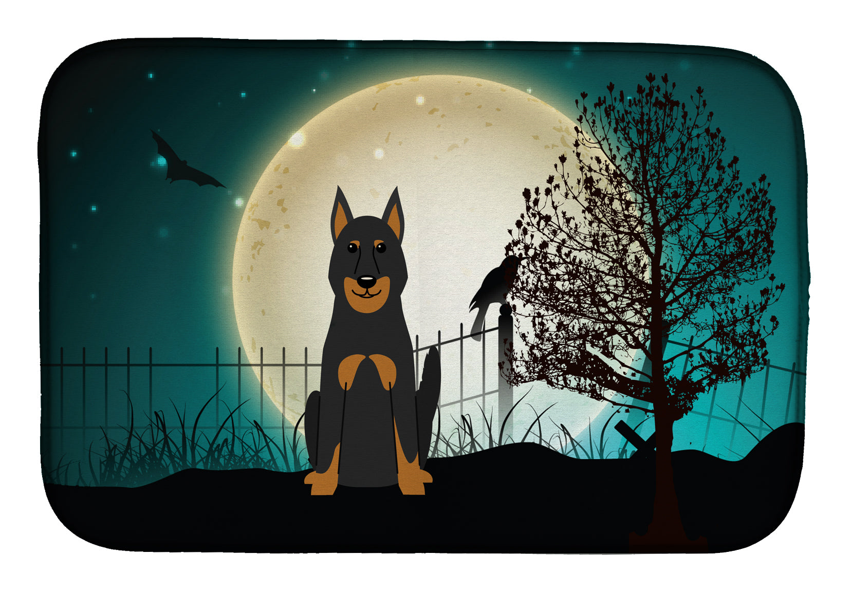 Halloween Scary Beauce Shepherd Dog Dish Drying Mat BB2270DDM  the-store.com.