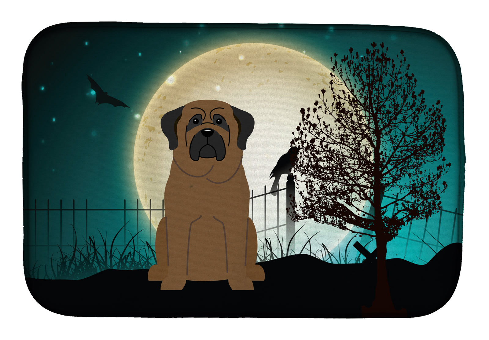 Halloween Scary Bullmastiff Dish Drying Mat BB2274DDM  the-store.com.