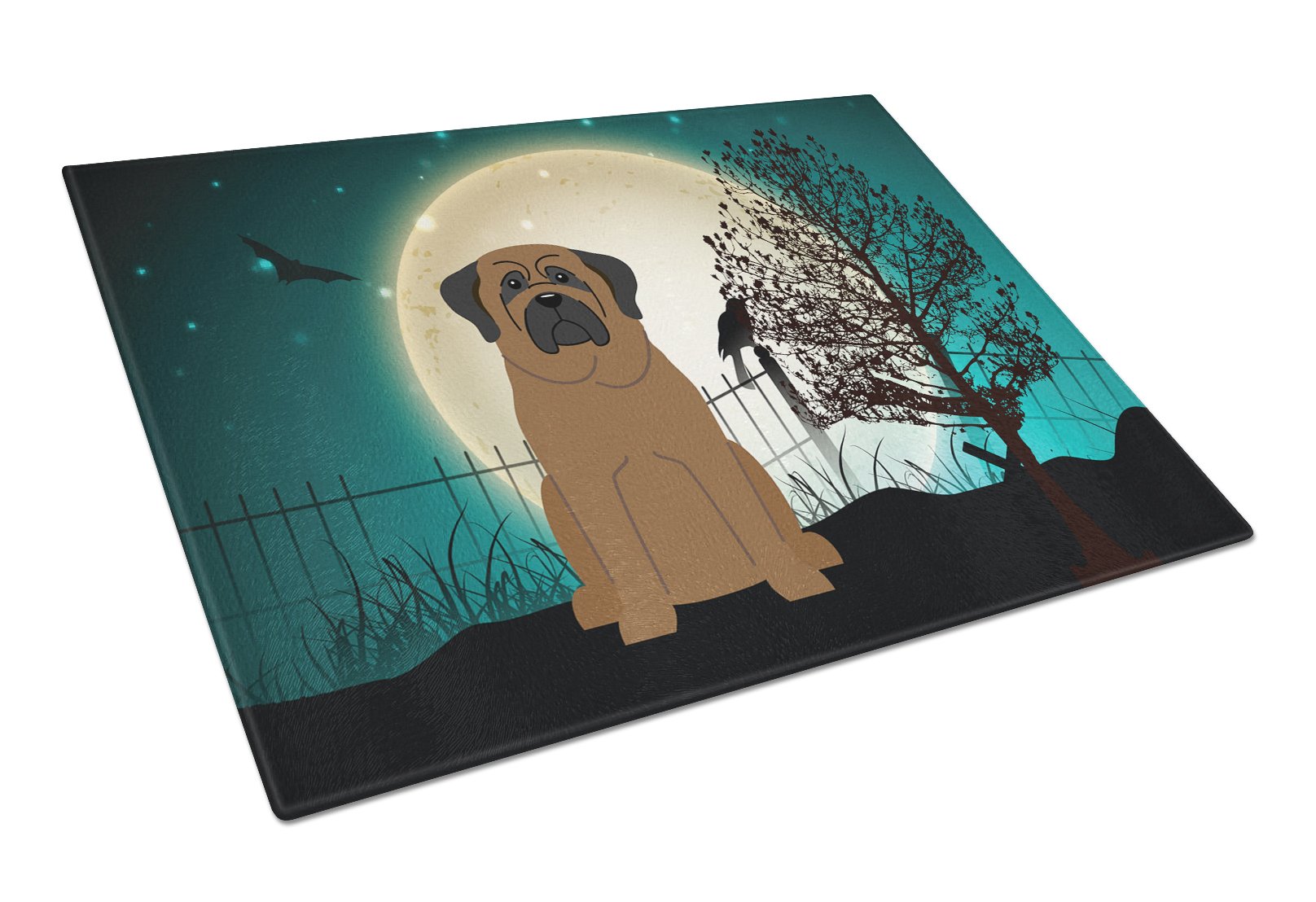 Halloween Scary Bullmastiff Glass Cutting Board Large BB2274LCB by Caroline's Treasures