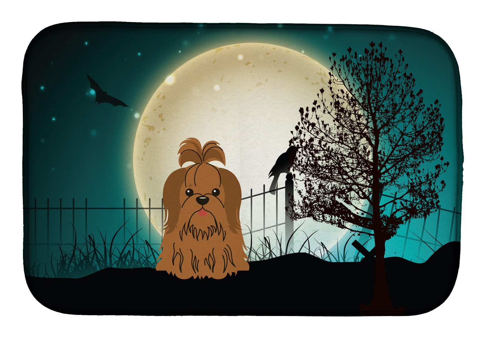 Halloween Scary Shih Tzu Chocolate Dish Drying Mat BB2276DDM  the-store.com.