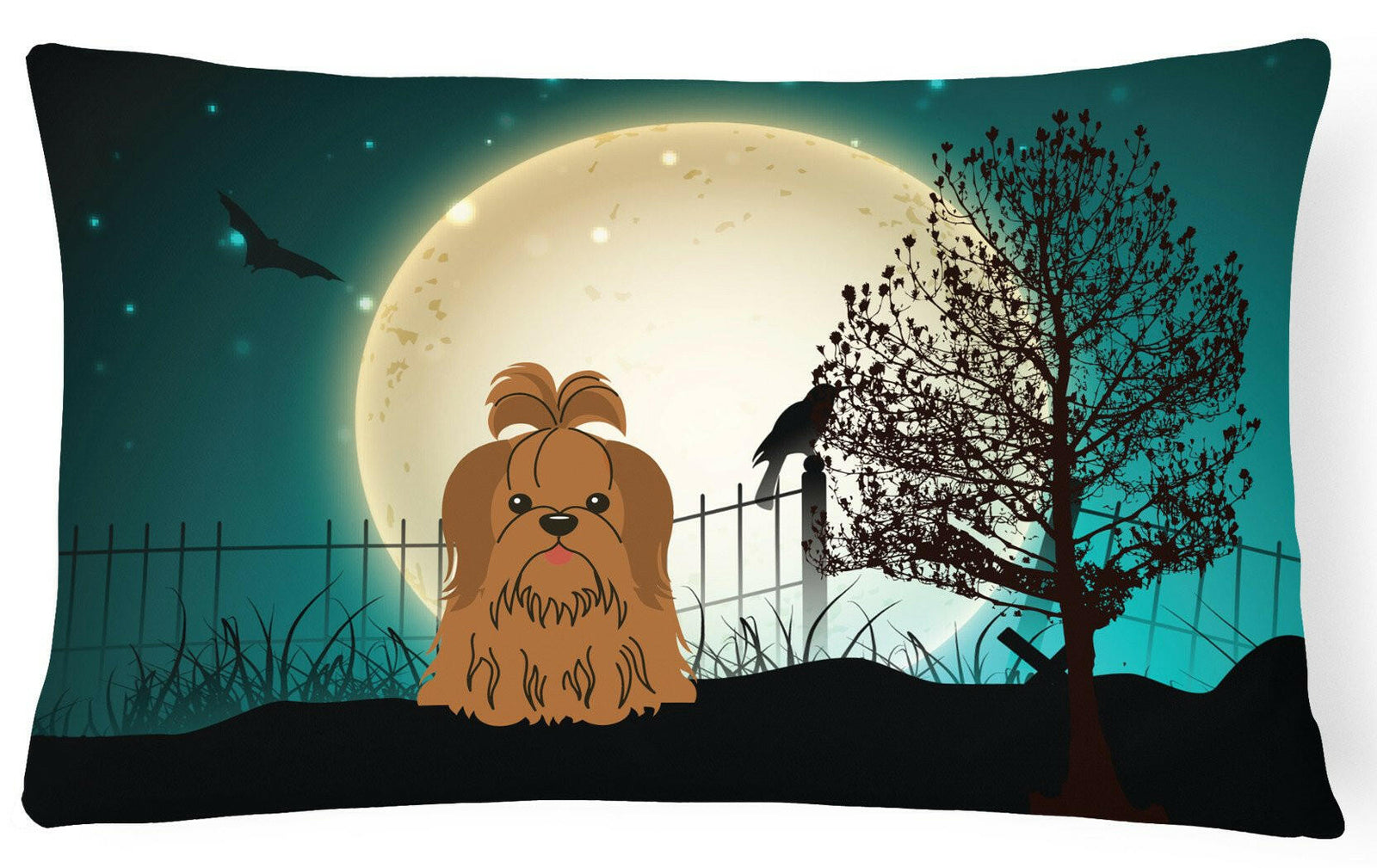 Halloween Scary Shih Tzu Chocolate Canvas Fabric Decorative Pillow BB2276PW1216 by Caroline's Treasures