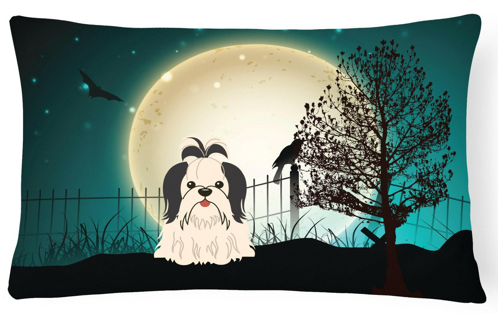 Halloween Scary Shih Tzu Black White Canvas Fabric Decorative Pillow BB2278PW1216 by Caroline's Treasures