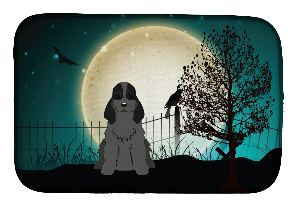 Halloween Scary Cocker Spaniel Black Dish Drying Mat BB2282DDM  the-store.com.