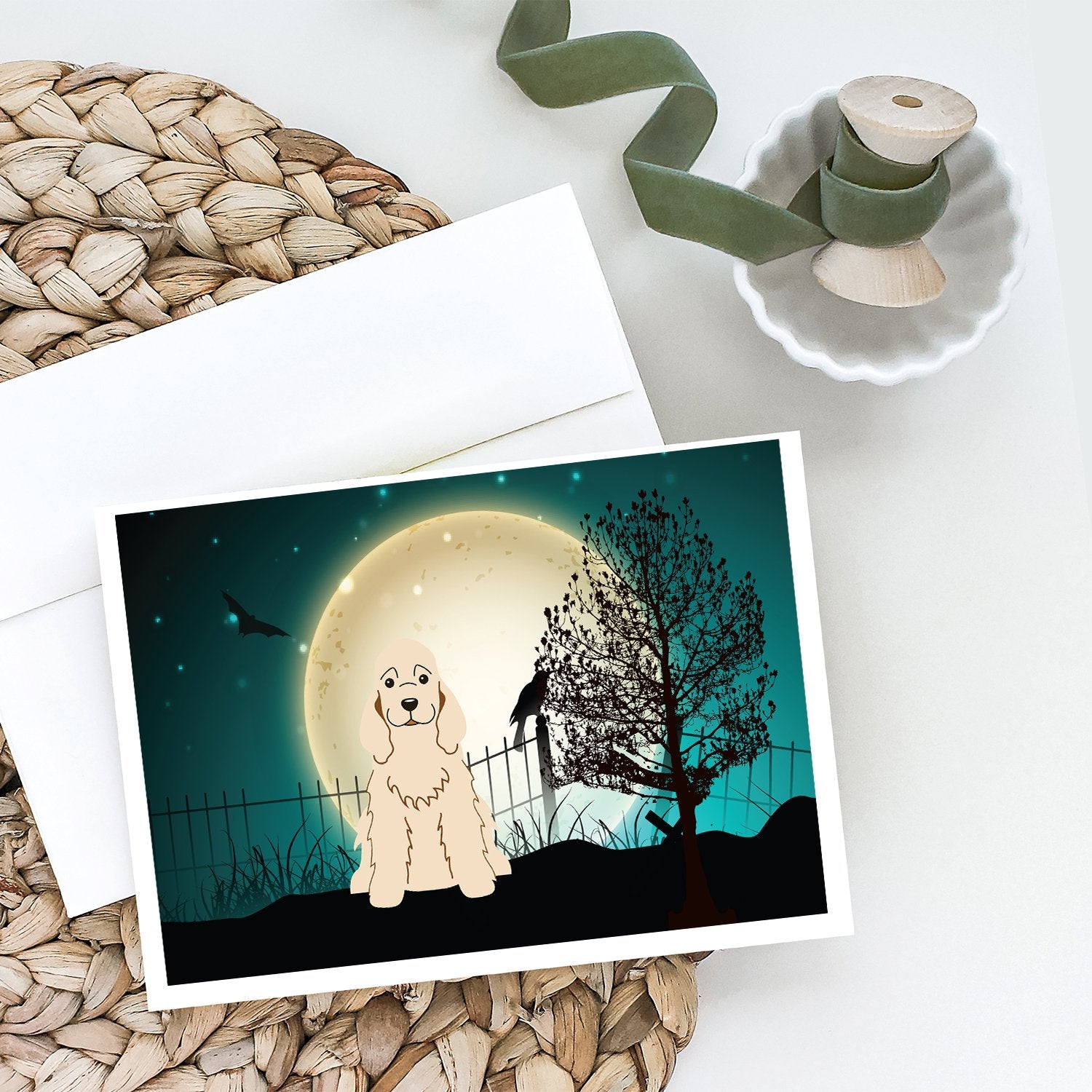 Buy this Halloween Scary Cocker Spaniel Buff Greeting Cards and Envelopes Pack of 8