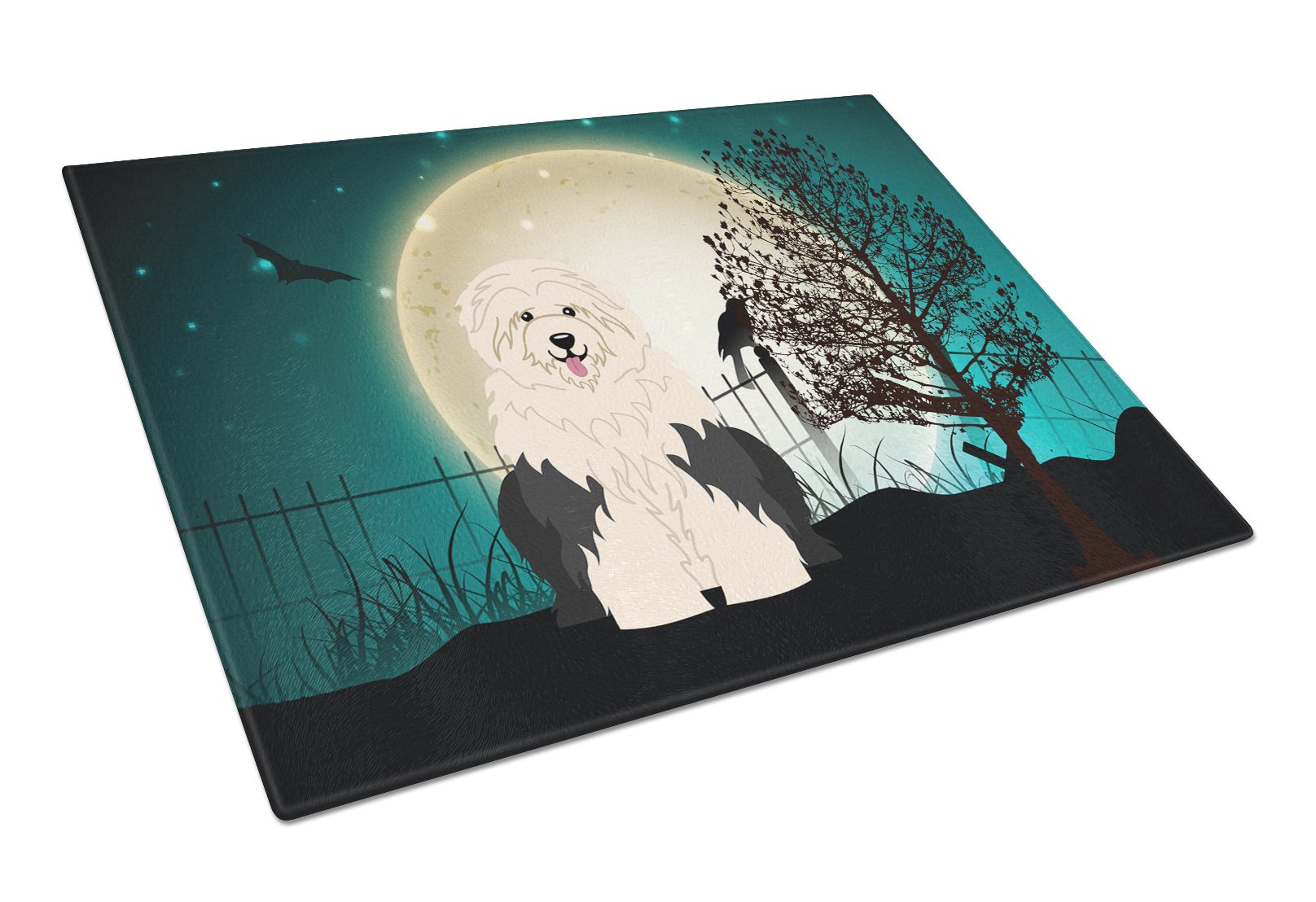 Halloween Scary Old English Sheepdog Glass Cutting Board Large BB2286LCB by Caroline's Treasures