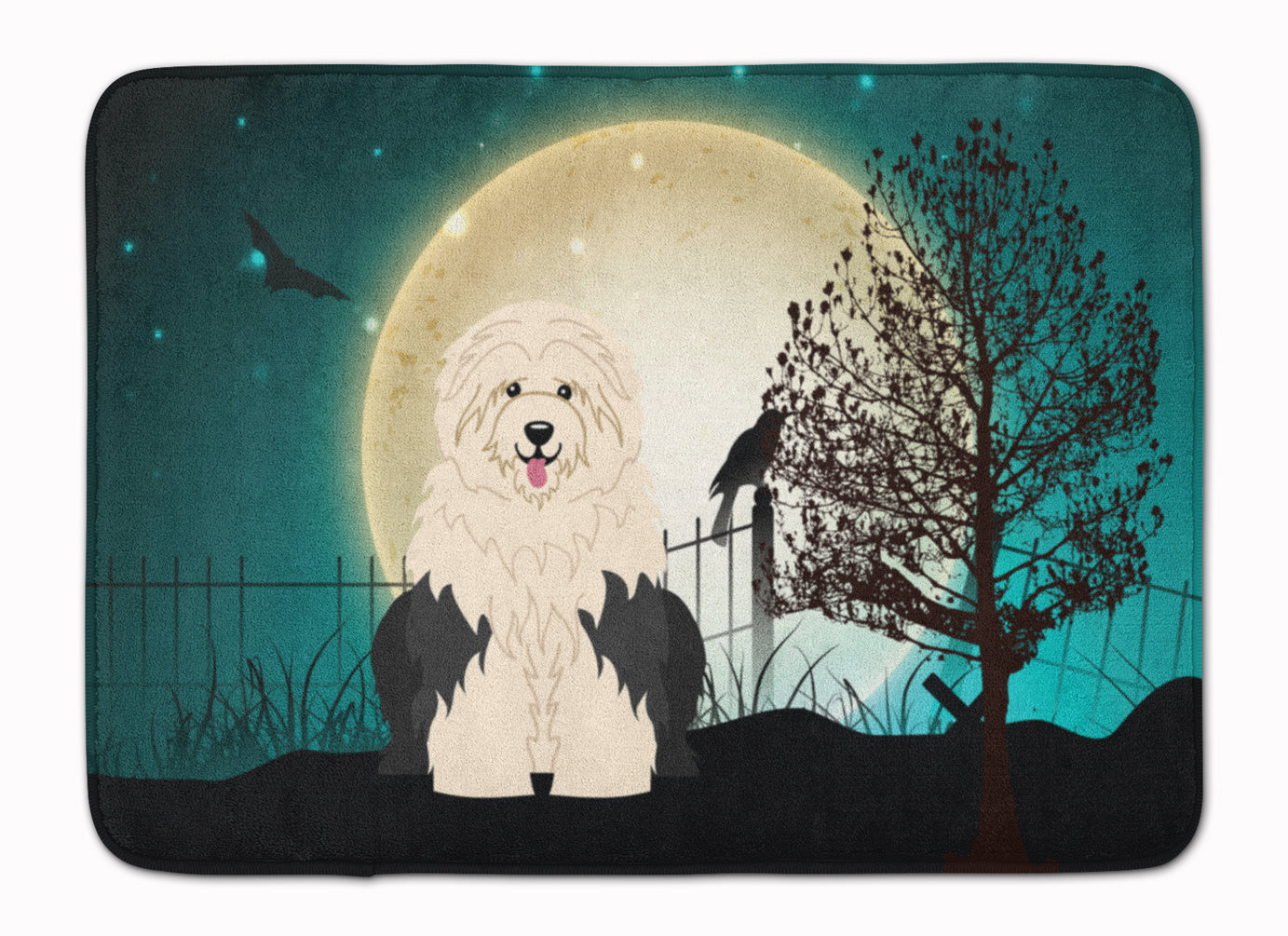 Halloween Scary Old English Sheepdog Machine Washable Memory Foam Mat BB2286RUG - the-store.com