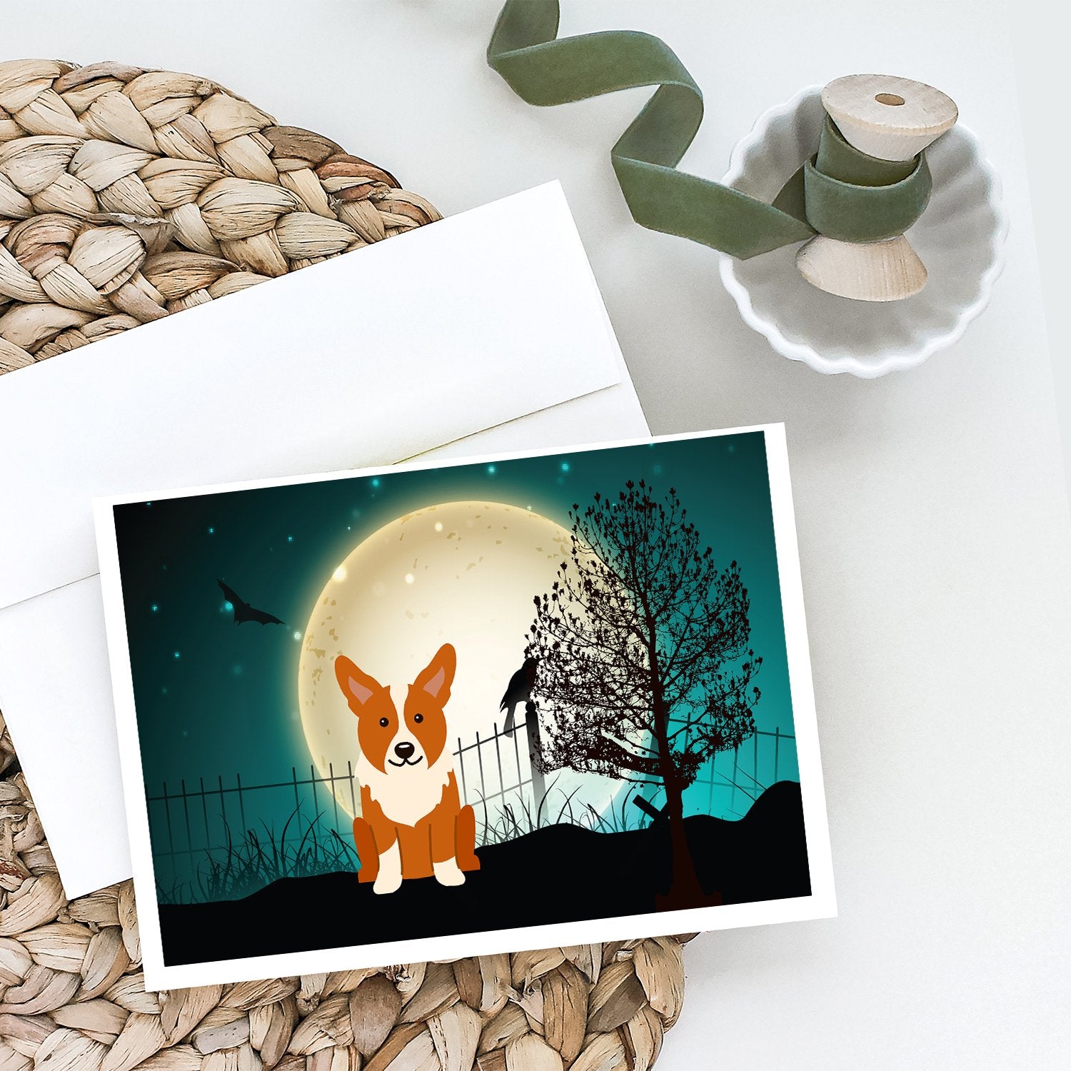 Buy this Halloween Scary Corgi Greeting Cards and Envelopes Pack of 8