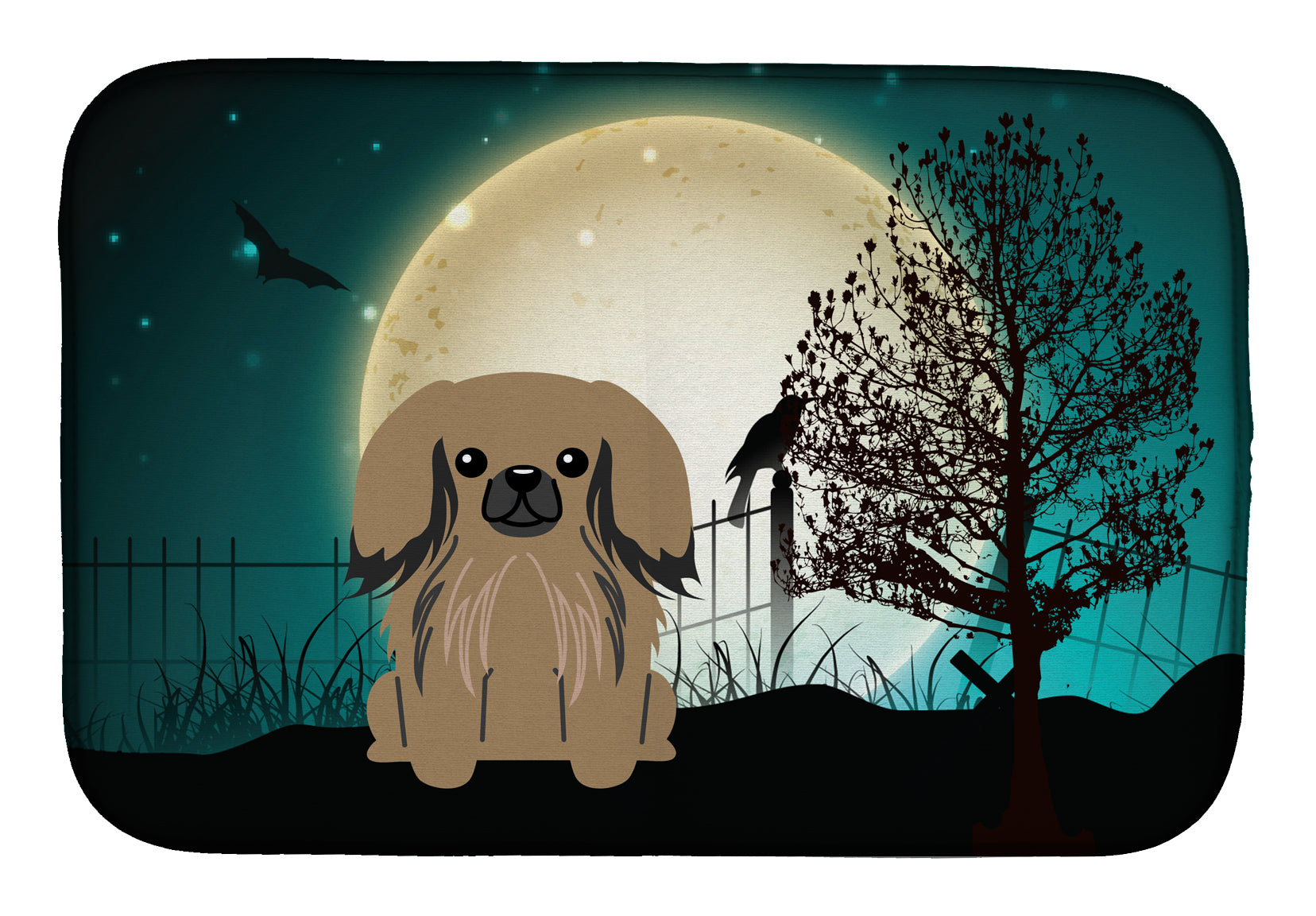 Halloween Scary Pekingnese Tan Dish Drying Mat BB2292DDM  the-store.com.