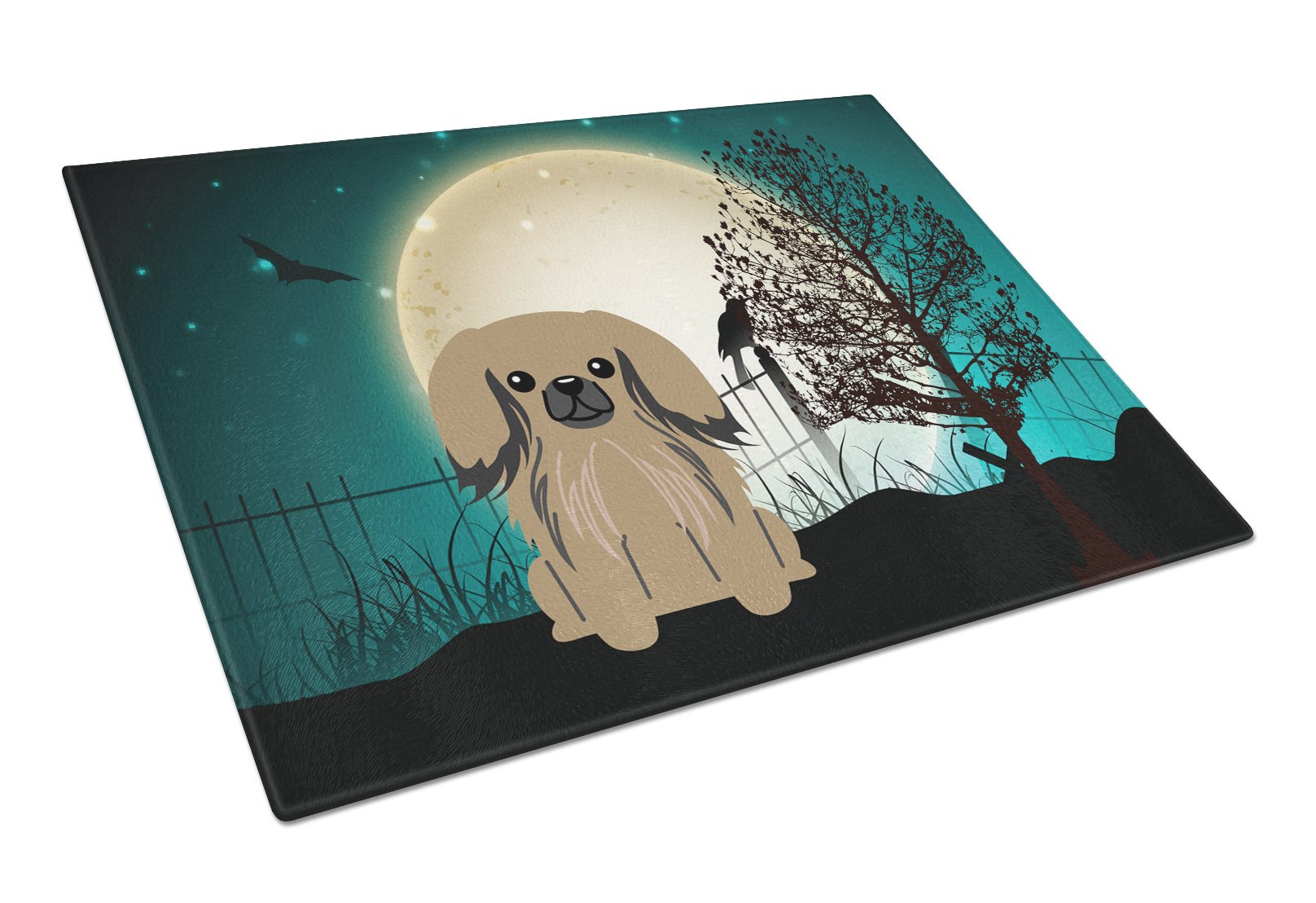 Halloween Scary Pekingnese Tan Glass Cutting Board Large BB2292LCB by Caroline's Treasures