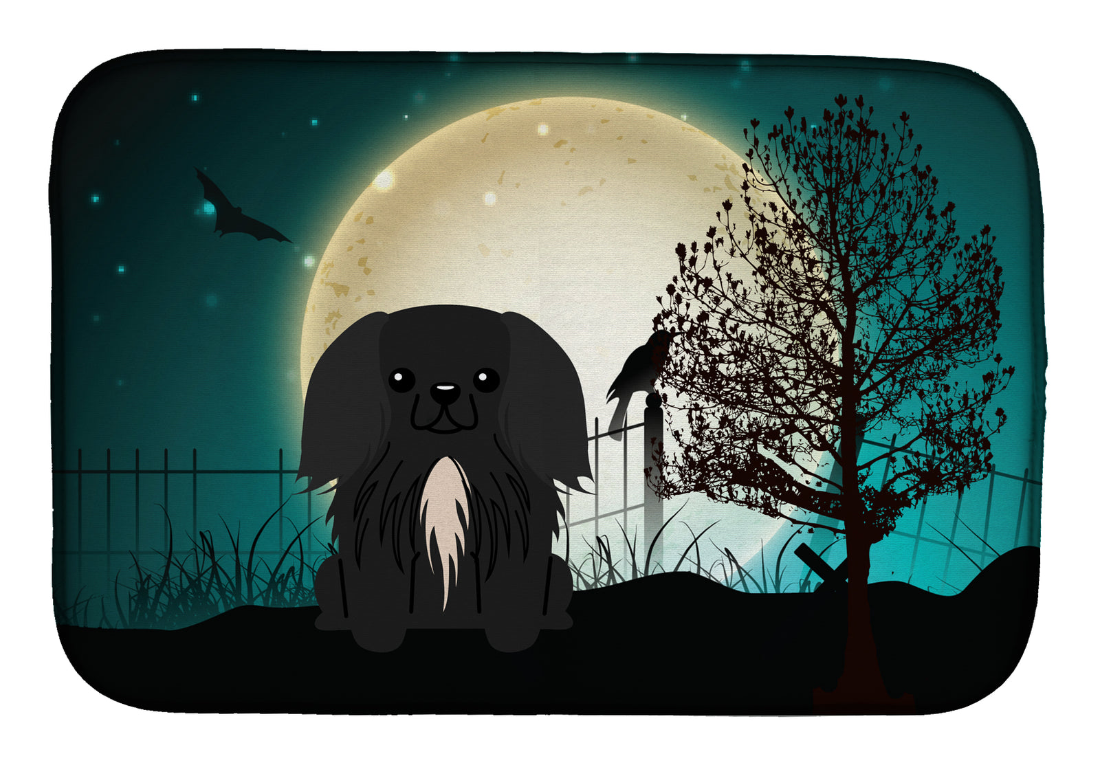 Halloween Scary Pekingnese Black Dish Drying Mat BB2297DDM  the-store.com.