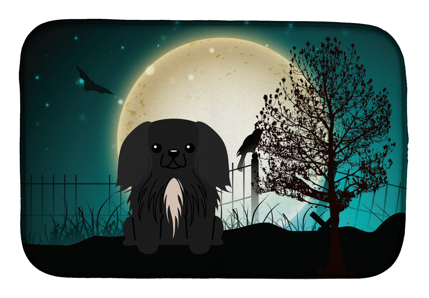 Halloween Scary Pekingnese Black Dish Drying Mat BB2297DDM  the-store.com.