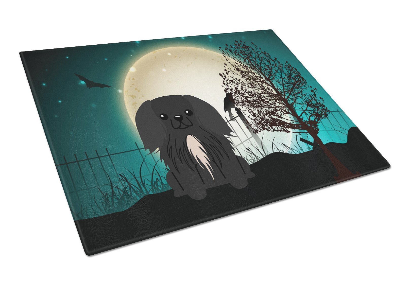 Halloween Scary Pekingnese Black Glass Cutting Board Large BB2297LCB by Caroline's Treasures