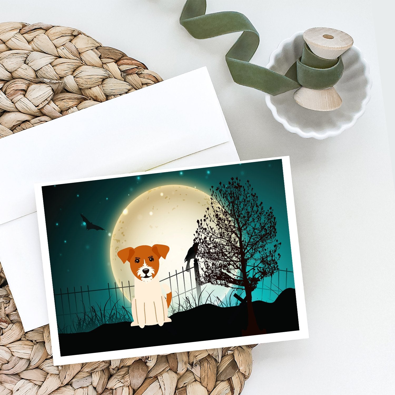 Halloween Scary Jack Russell Terrier Greeting Cards and Envelopes Pack of 8 - the-store.com
