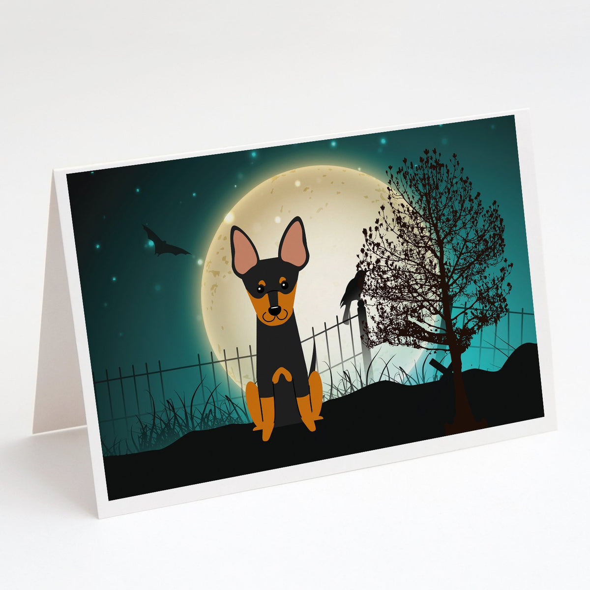 Buy this Halloween Scary English Toy Terrier Greeting Cards and Envelopes Pack of 8